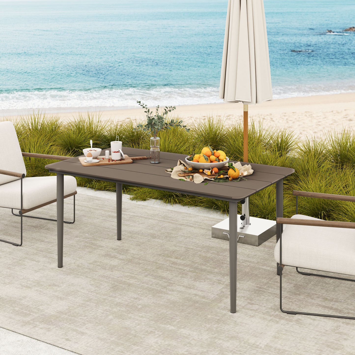 Garden Table, Outdoor Dining Table for 6 People, 160 x 90 x 74 cm