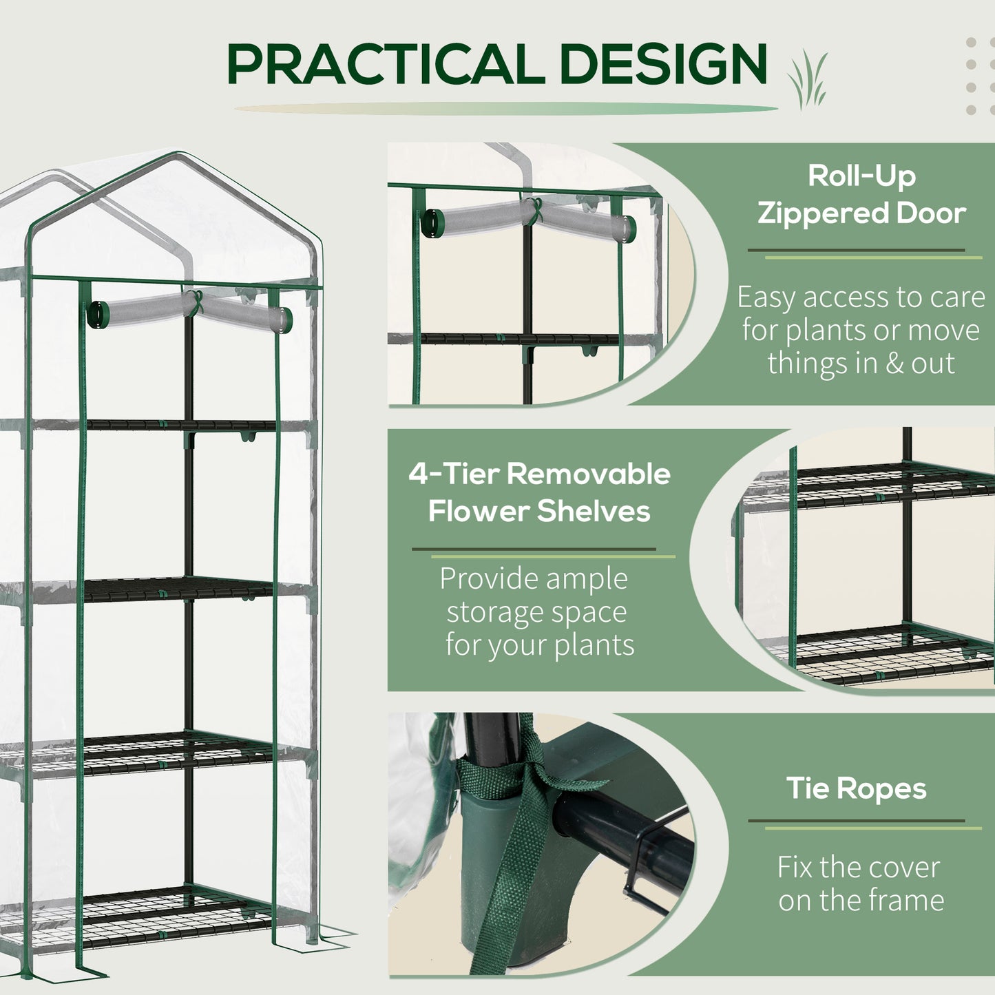 4 Tiers Mini Portable Greenhouse Compact Plant Grow Shed Metal (1)