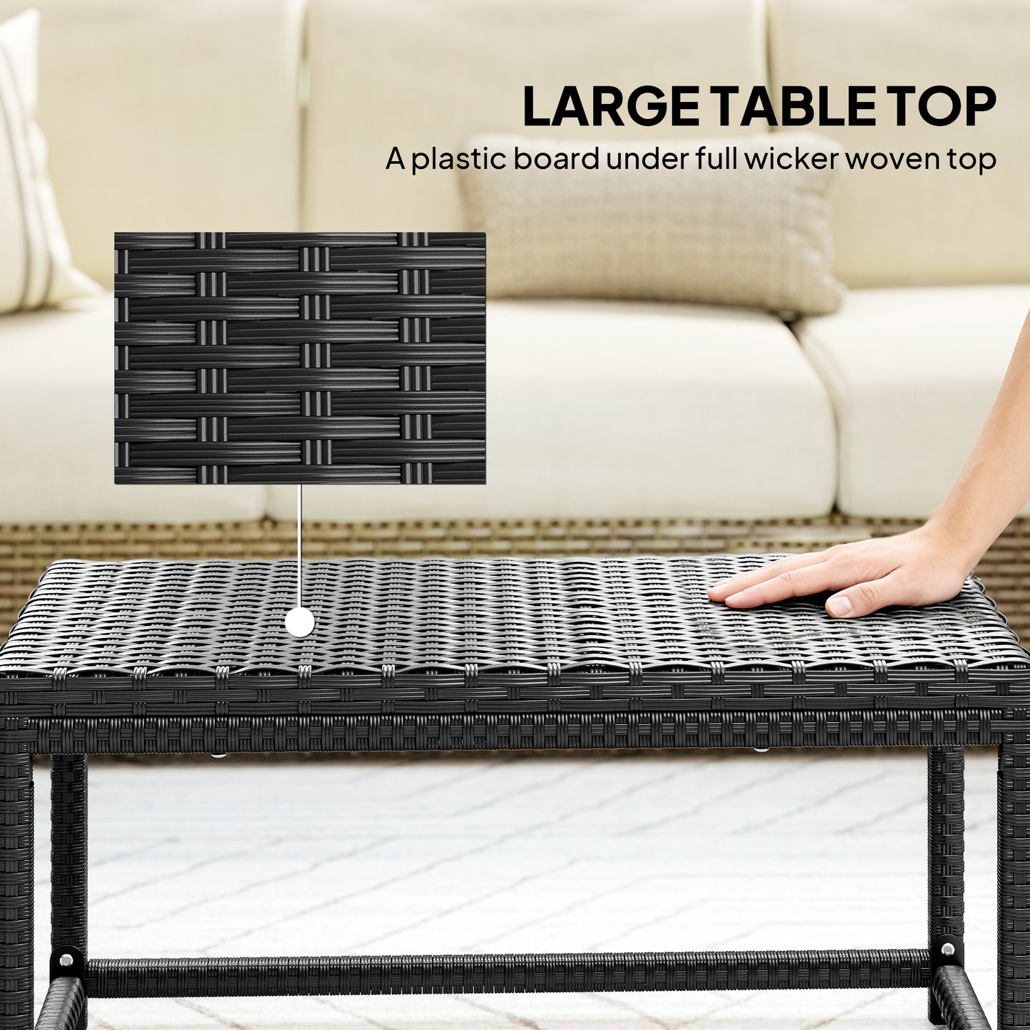 Outdoor Coffee Table Side Table with Rectangular Frame for Patio