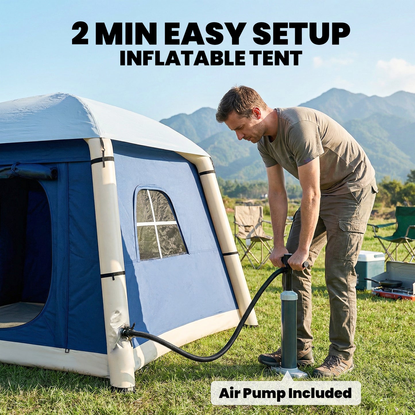 Inflatable Camping Tent w/ Hand Pump (1)