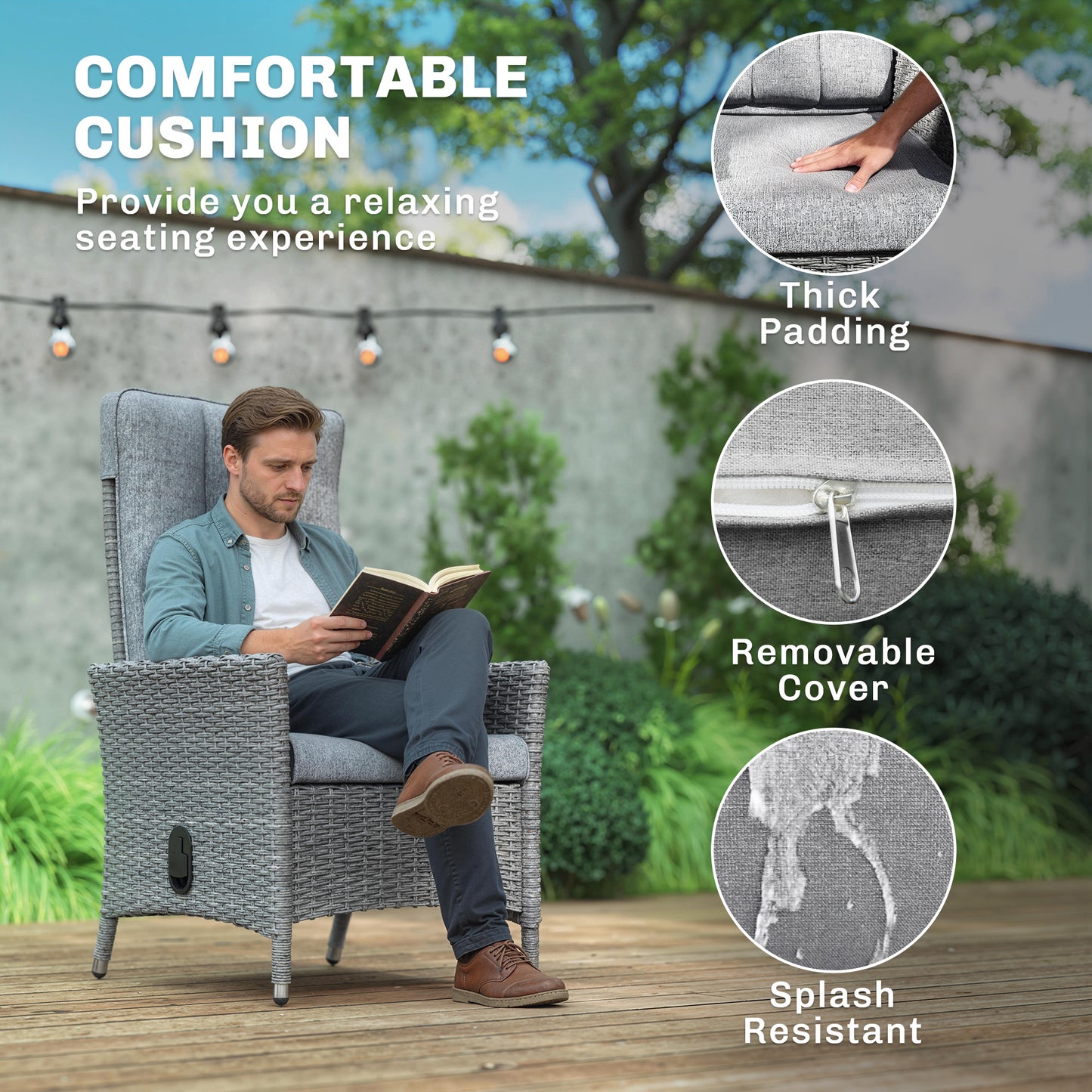 105°-150° Reclining Rattan Chair