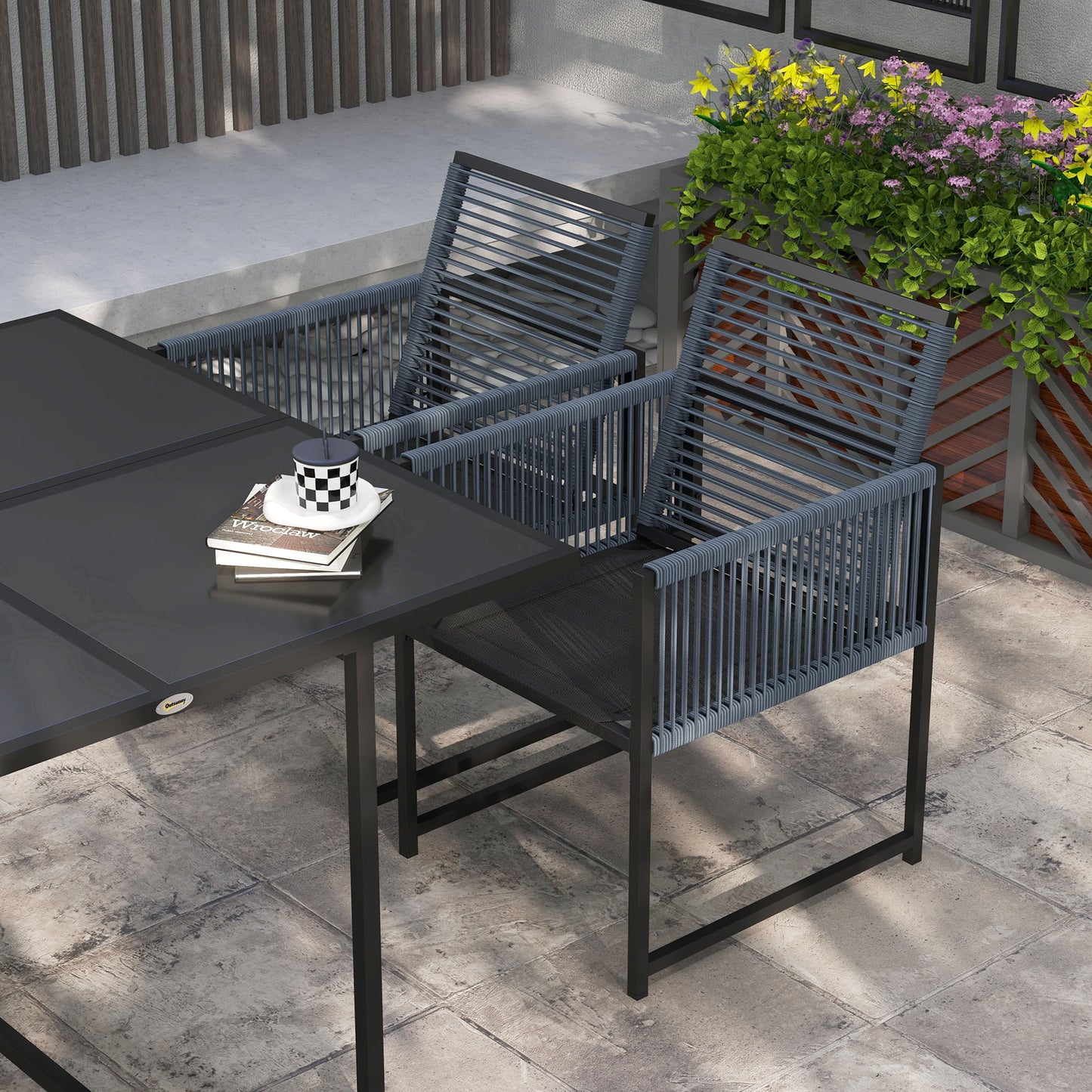 Five-Piece Metal Dining Set, with Folding Back Chairs