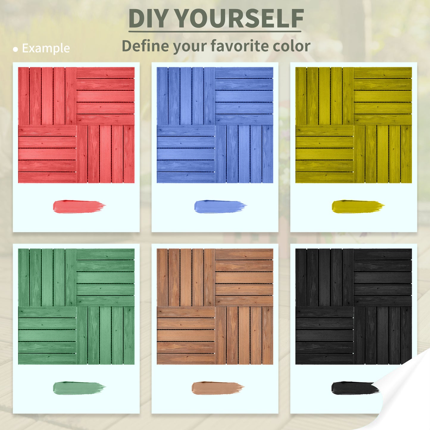 27 Pcs Solid Wood Interlocking Decking Tiles For Patio, Balcony