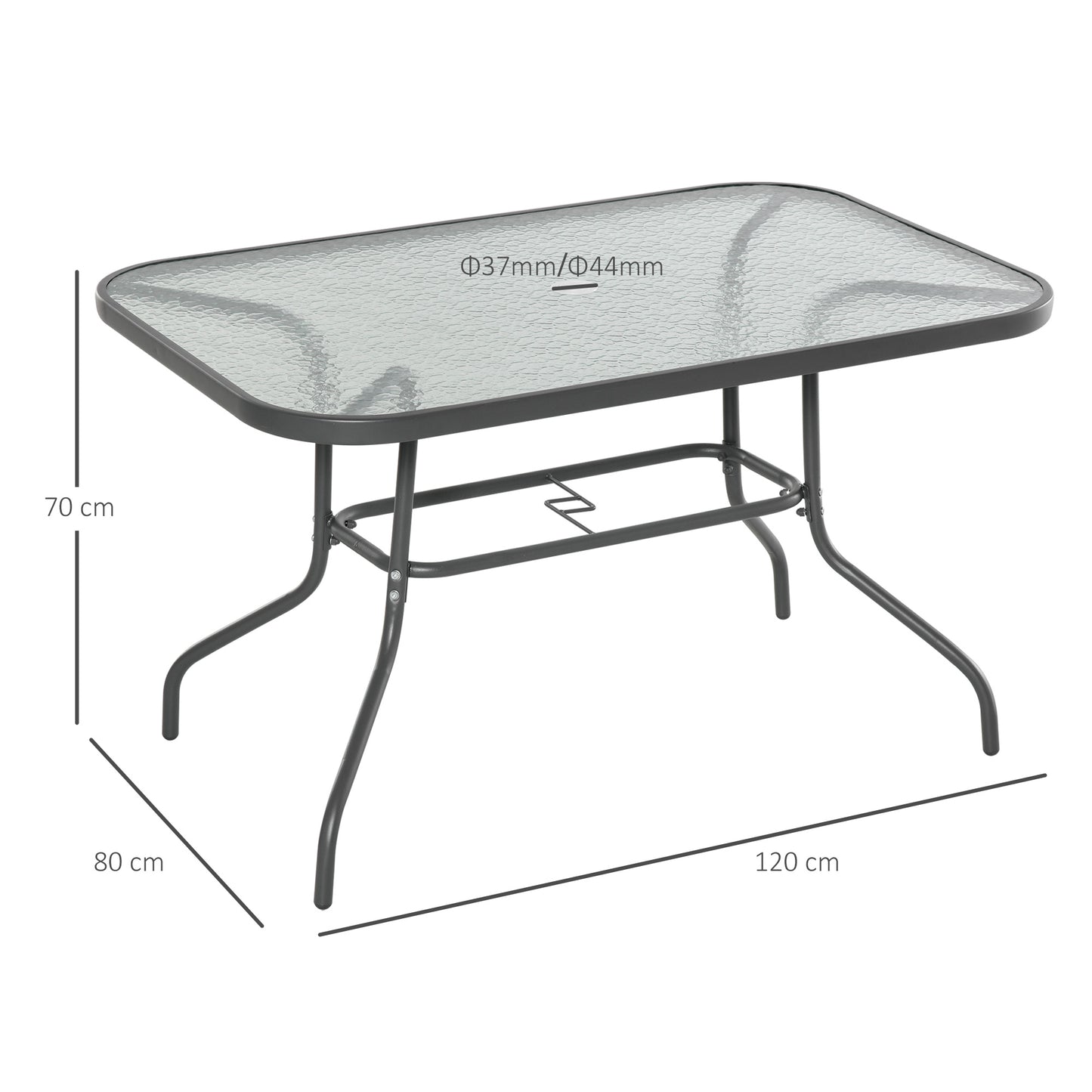 Garden Dining Table Glass Top Metal Frame