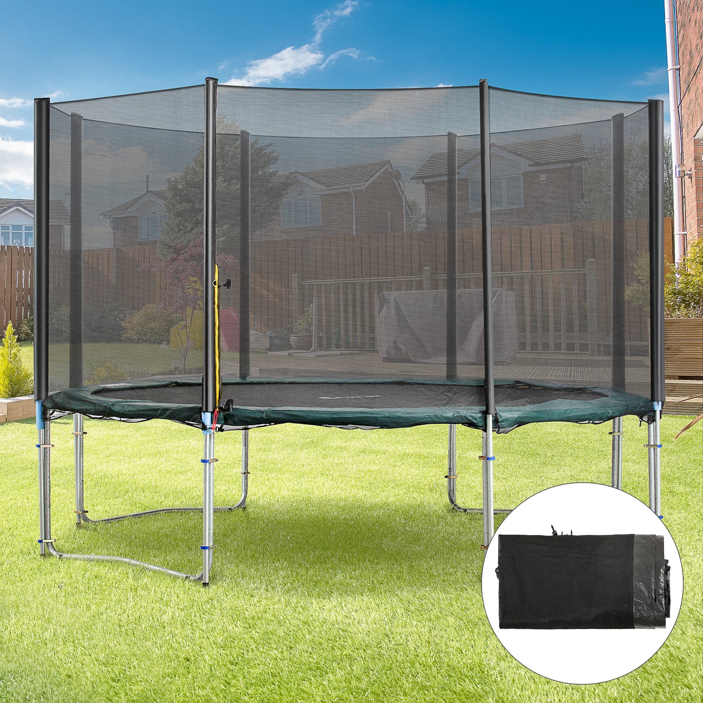 13ft Trampoline Net Replacement Safety Net Enclosure Net Spare w/ 8