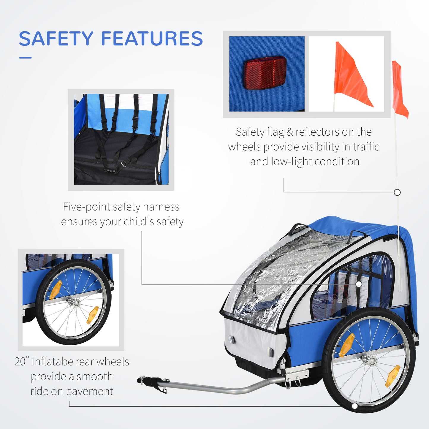 2 Seat Bike Trailer Bicycle wagon