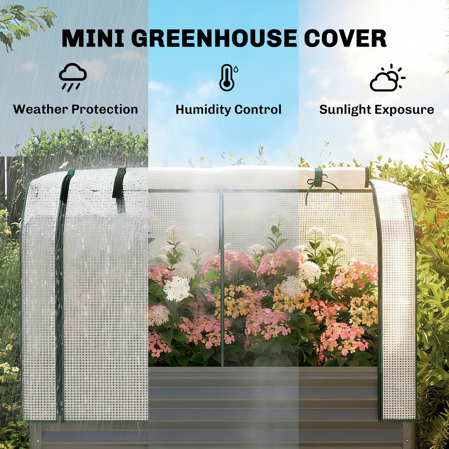 Galvanised Raised Planter with Greenhouse Cover