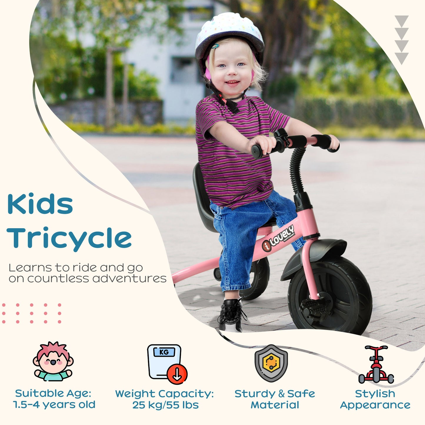Baby Trike, Toddler Tricycle with Adjustable Seat