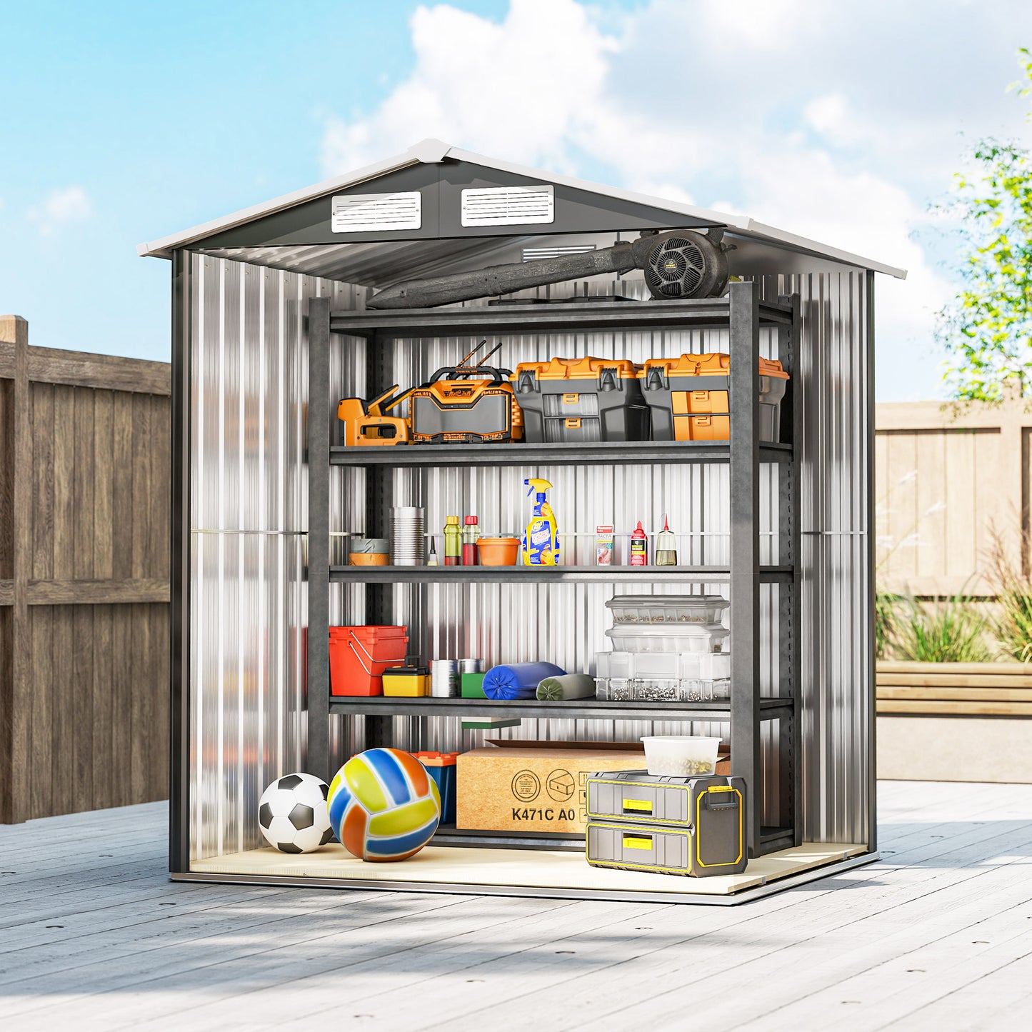 Garden Metal Tool Storage Shed with Sliding Door
