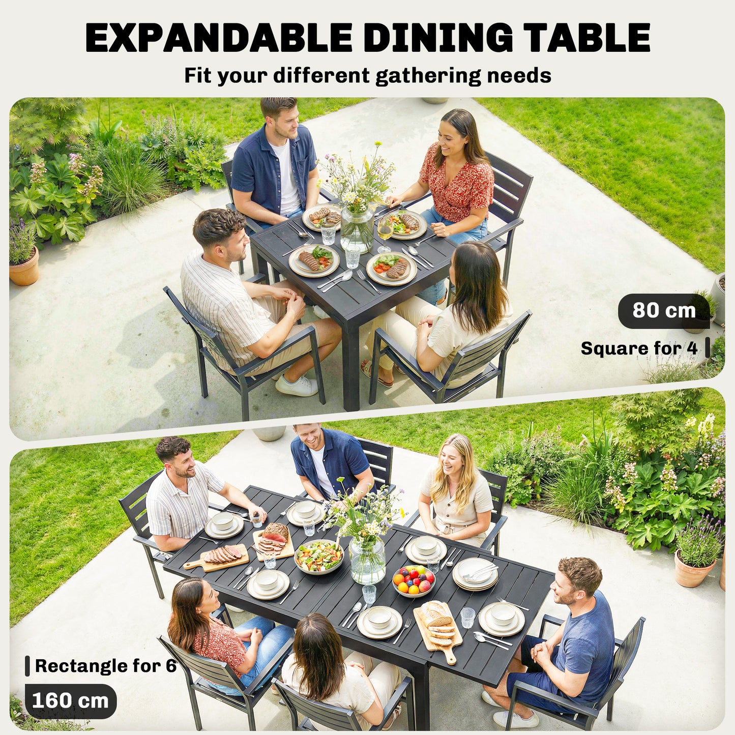 Expandable Patio Dining Table for 4-6 People
