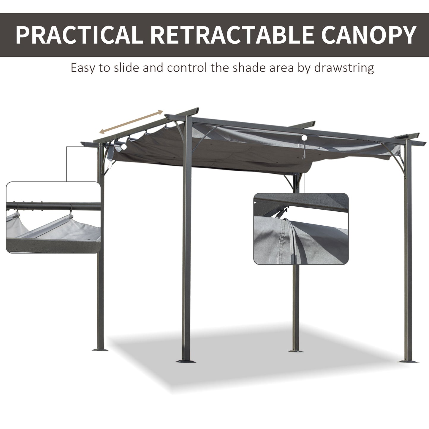 3 x 3(m) Metal Retractable Pergola