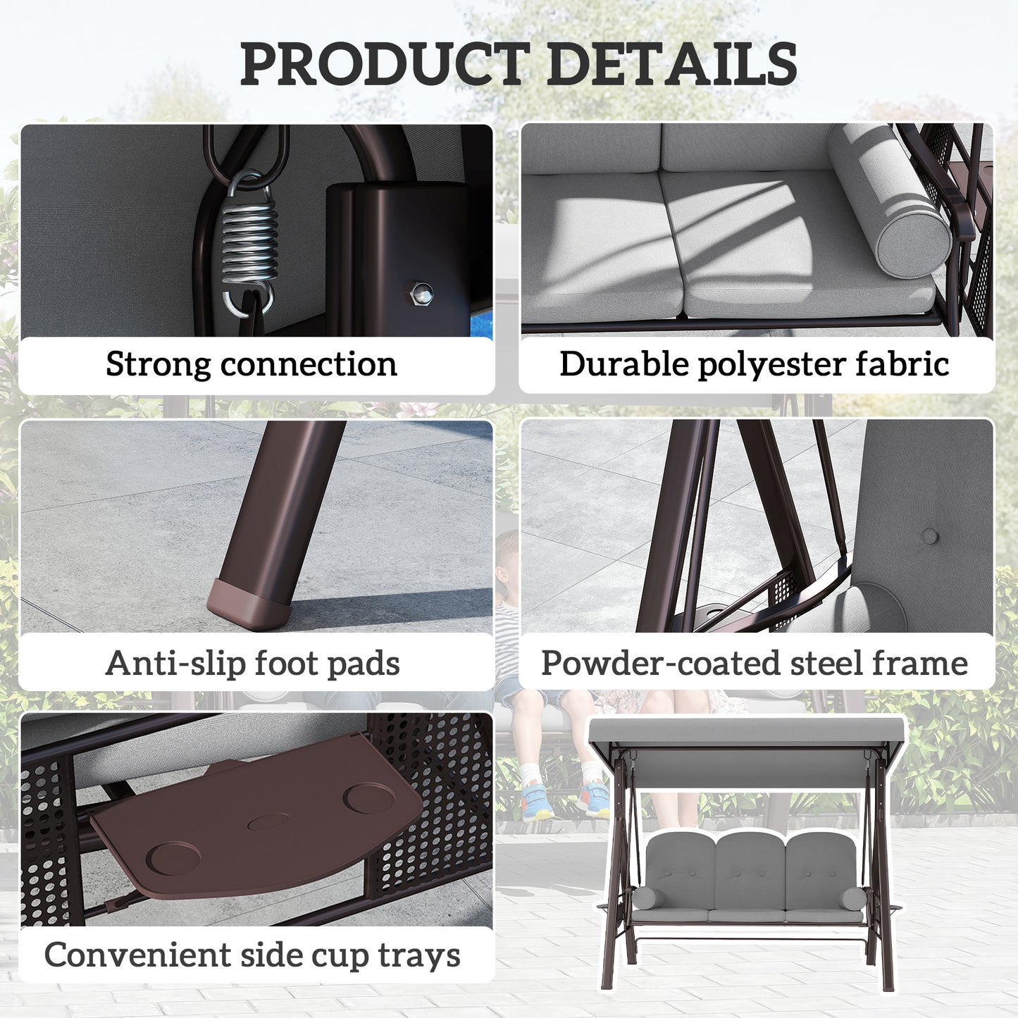 3 Seater Canopy Swing Chair
