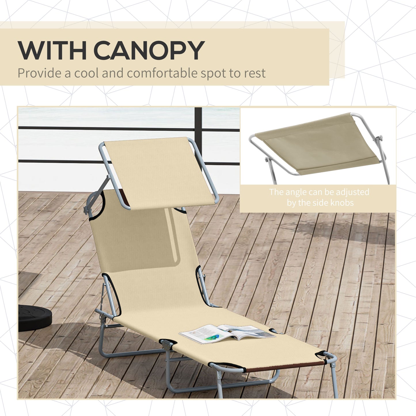 2 Pieces Outdoor Foldable Sun Lounger