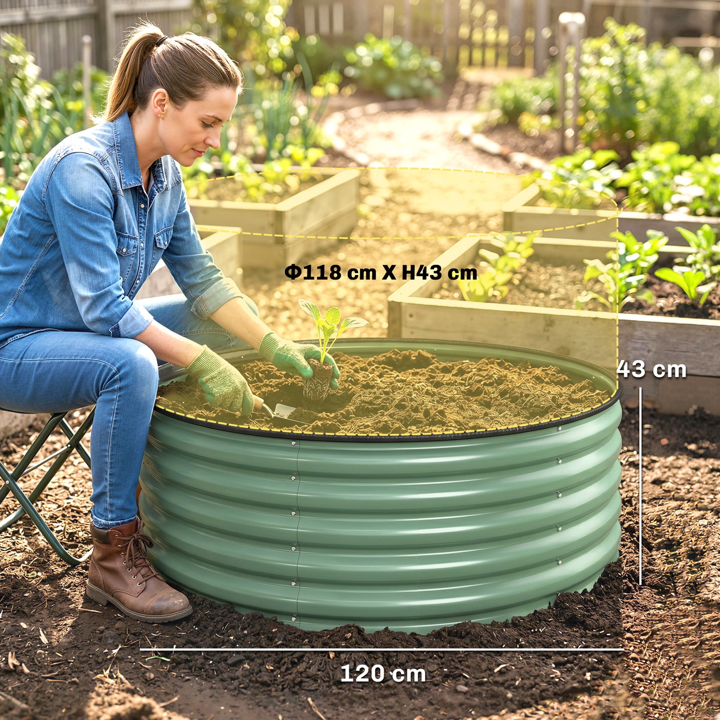 Galvanised Raised Garden Bed with Safety Edging