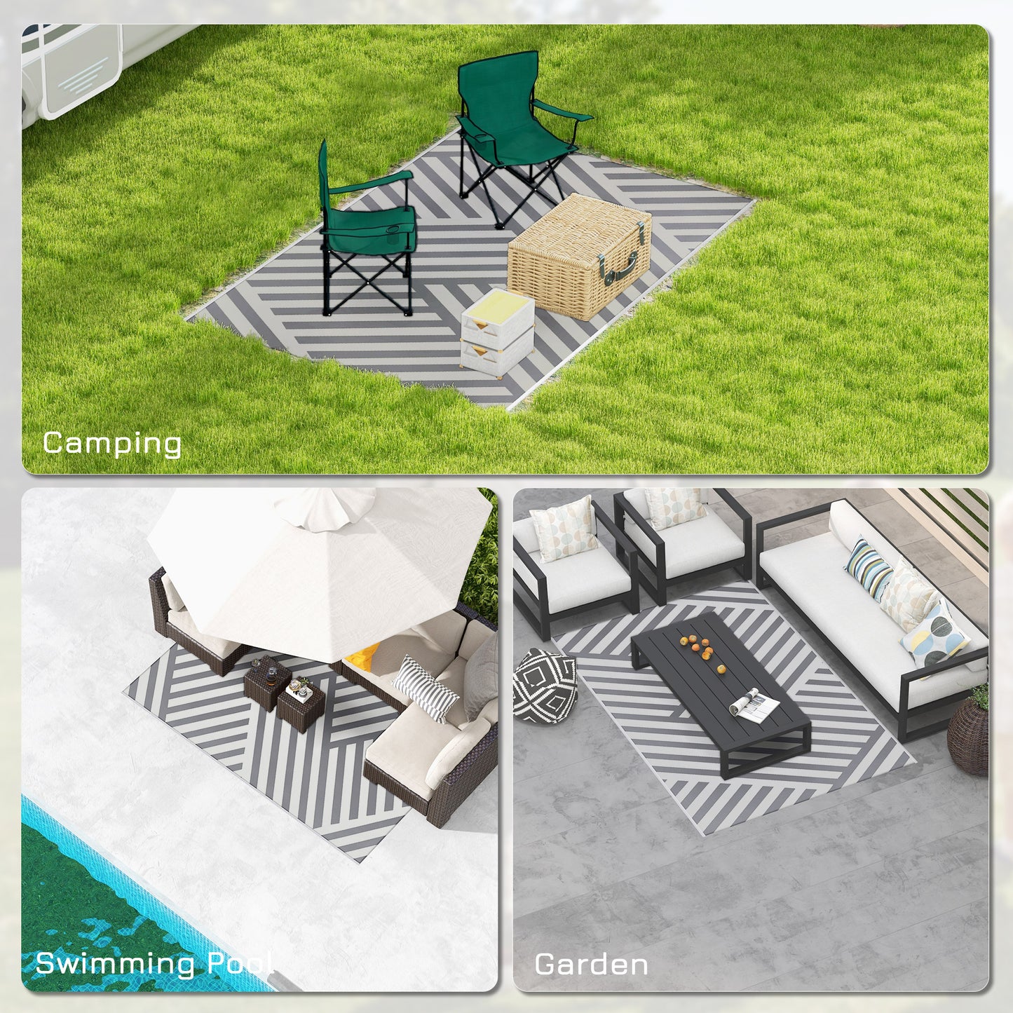 Plastic Straw Reversible RV Outdoor Rug with Carry Bag, 182 x 274cm (1)
