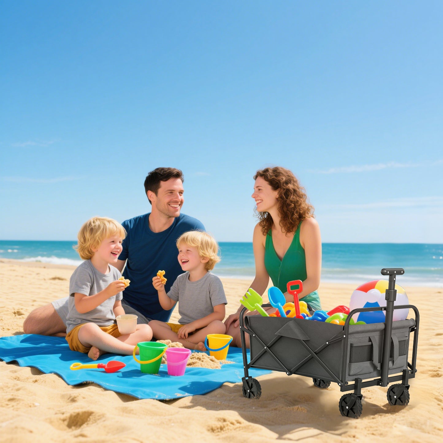 62L Festival Trolley on Wheels, Garden Folding Trolley Cart