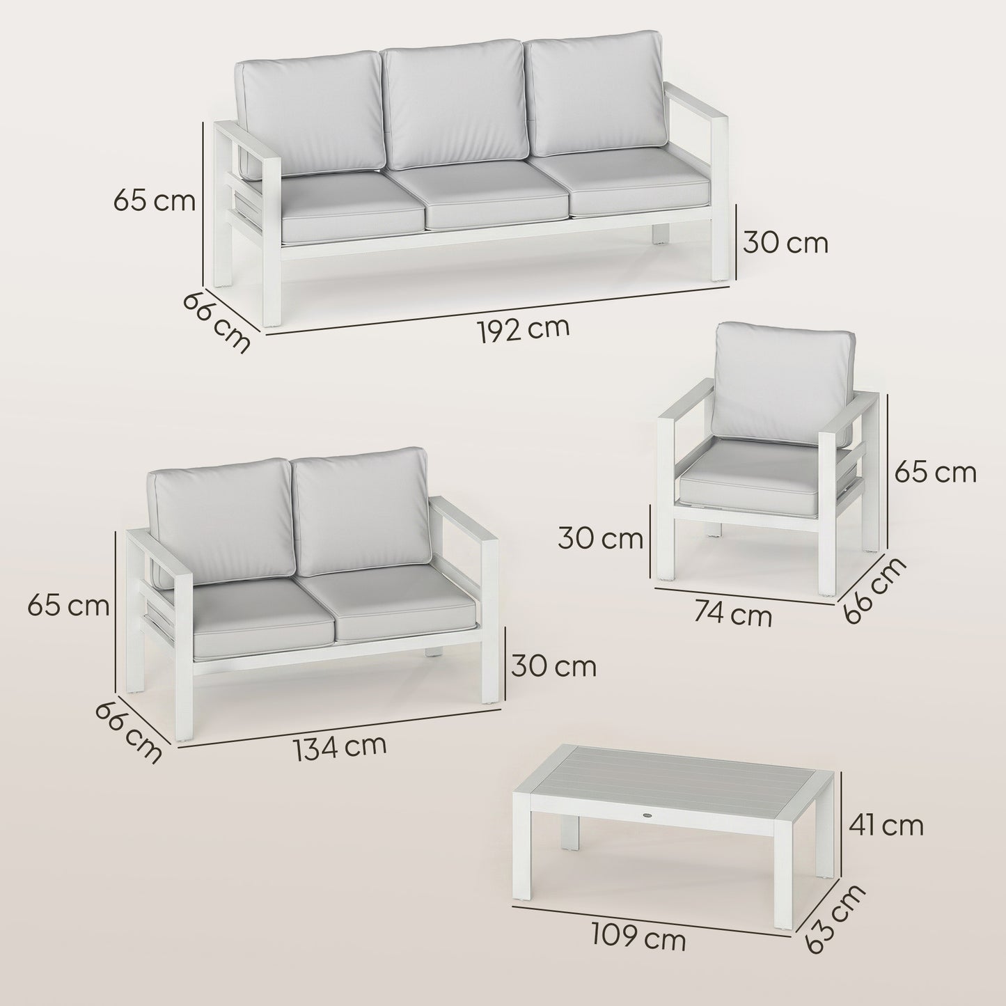 5 Pieces Aluminium Garden Furniture Set with Olefin Cushions