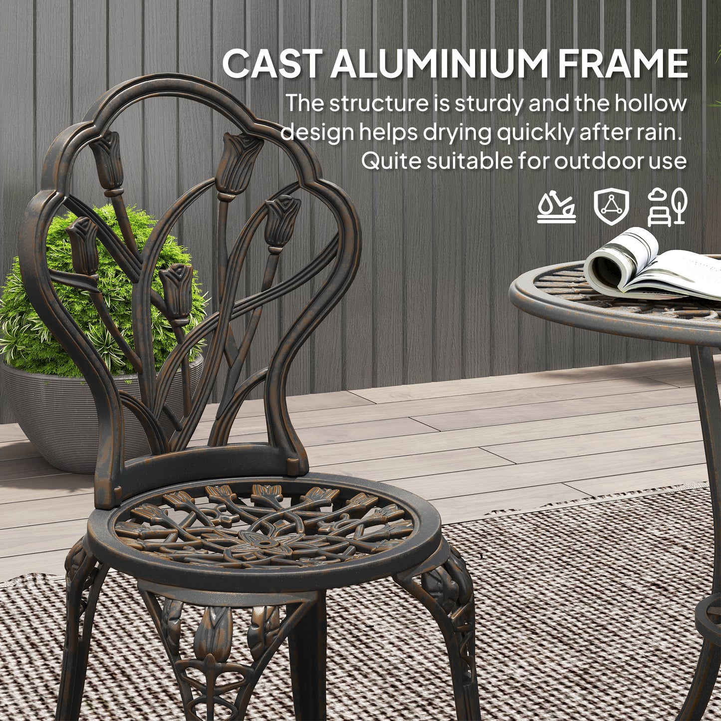 3 Piece Patio Bistro Set for 2