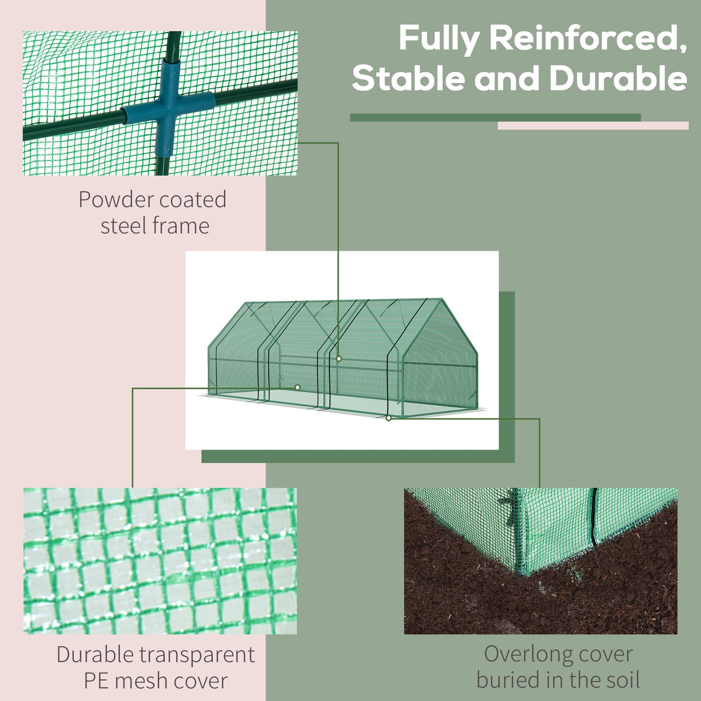 Mini Small Greenhouse with Steel Frame & PE Cover & Zipped Window