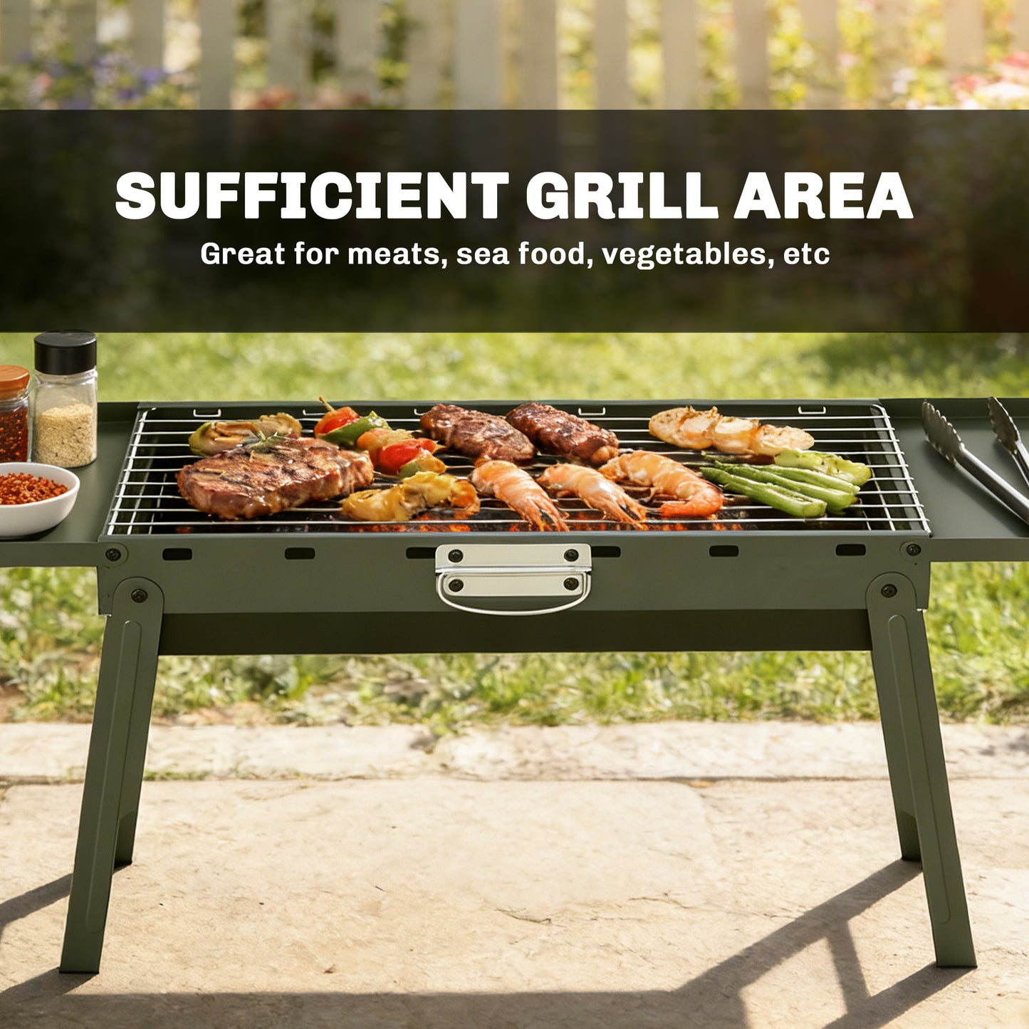 Portable BBQ Grill, Foldable Charcoal Grill for Camping and Picnics