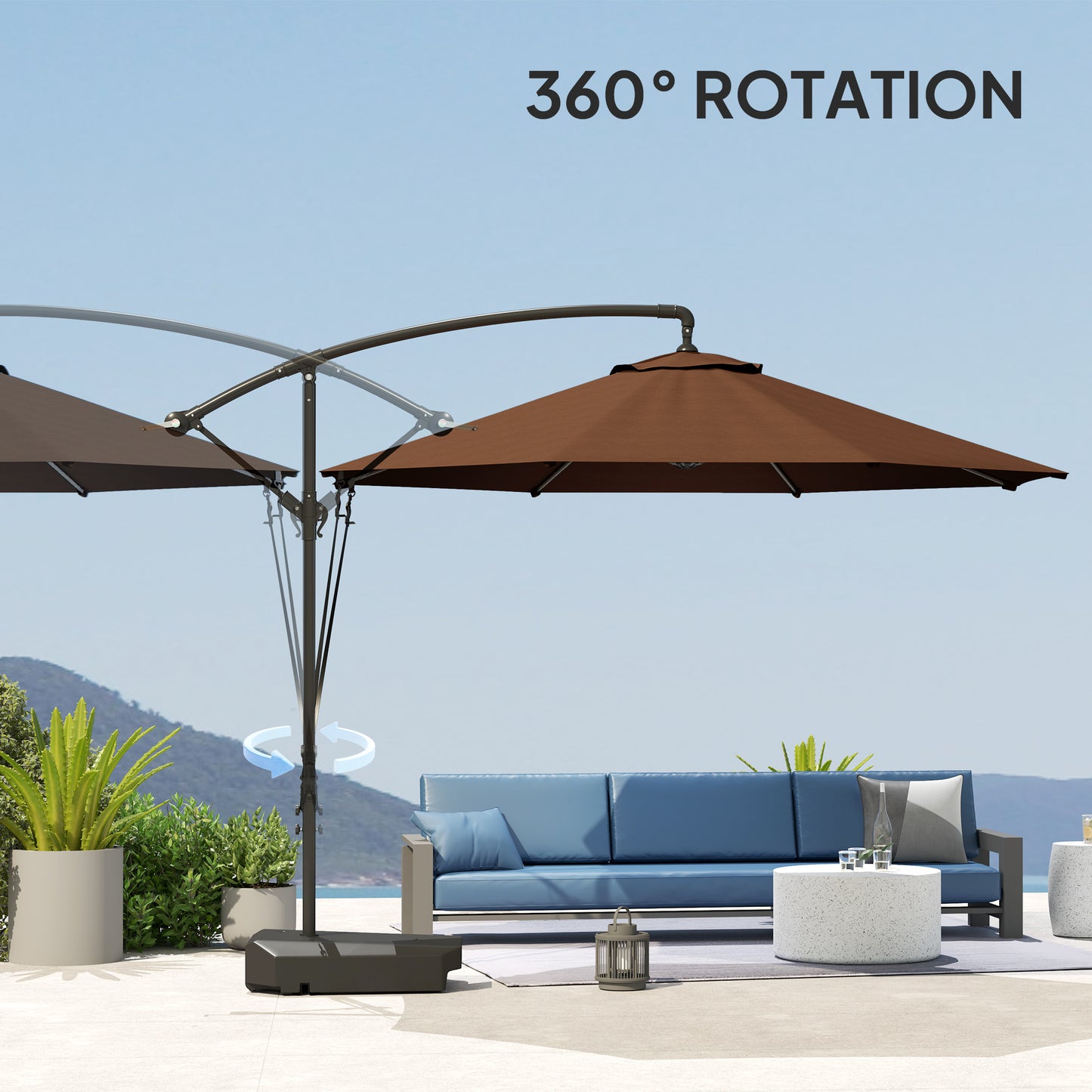 3(m) Garden Cantilever Parasol with Fillable Base up to 90kg