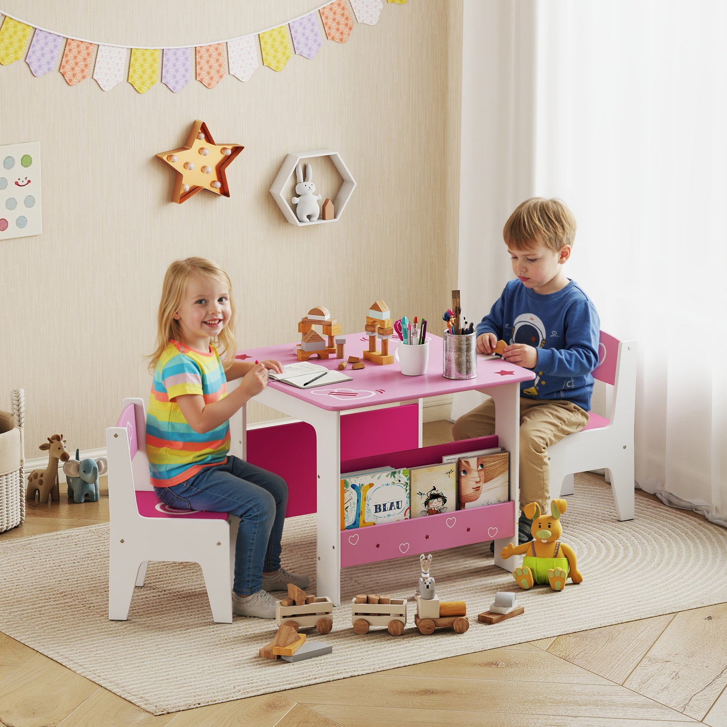 3 Pieces Kids Table and Chair Set