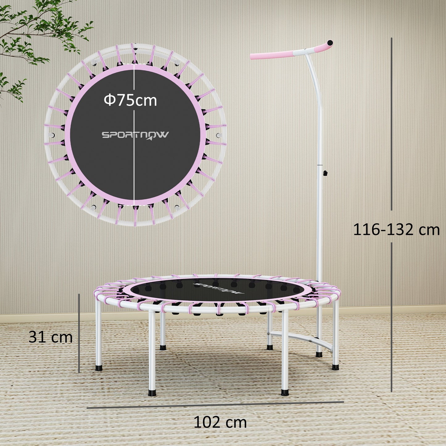 40" Fitness Trampoline, Mini Rebounder Trampoline for Adults