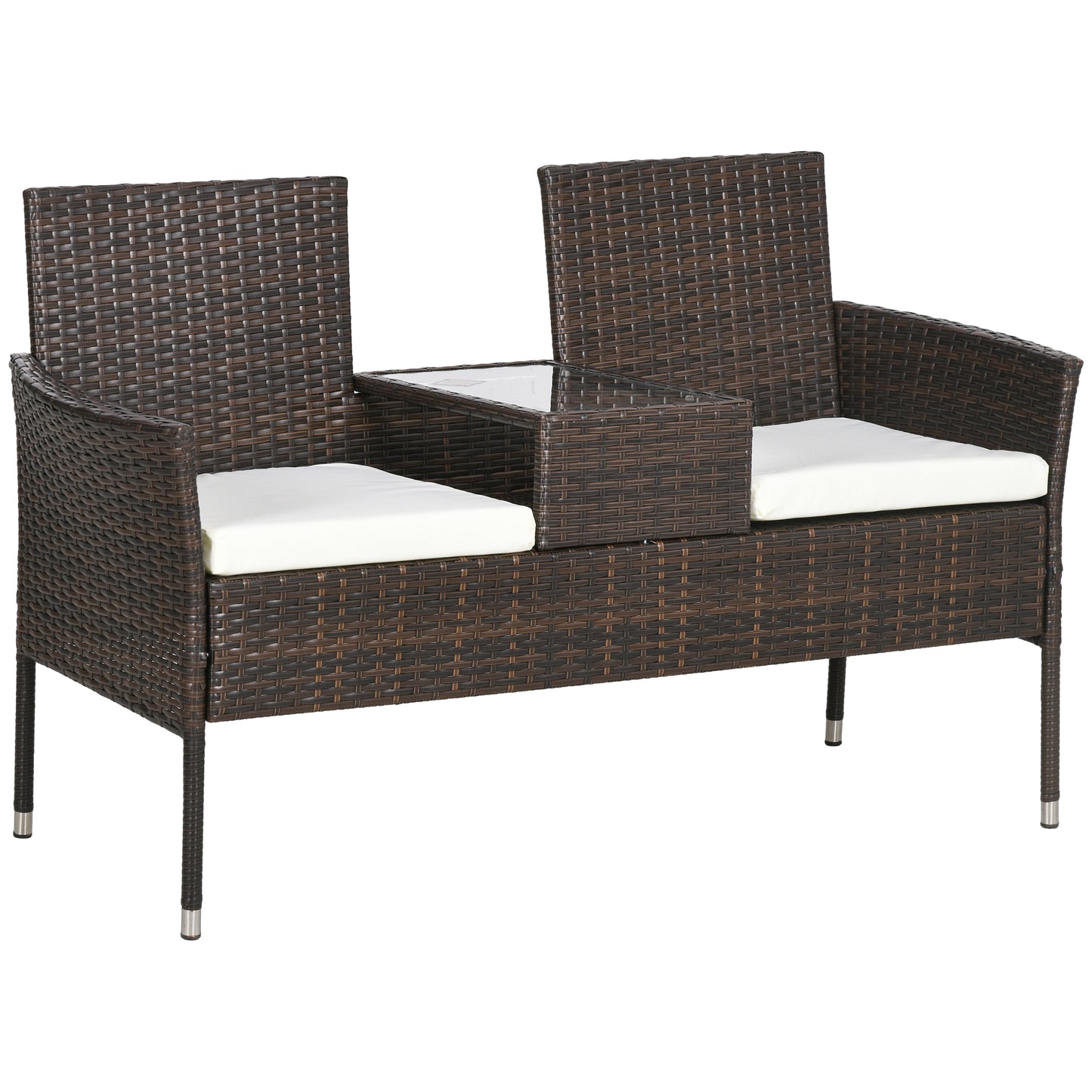 Two-Seat Rattan Chair, with Middle Table