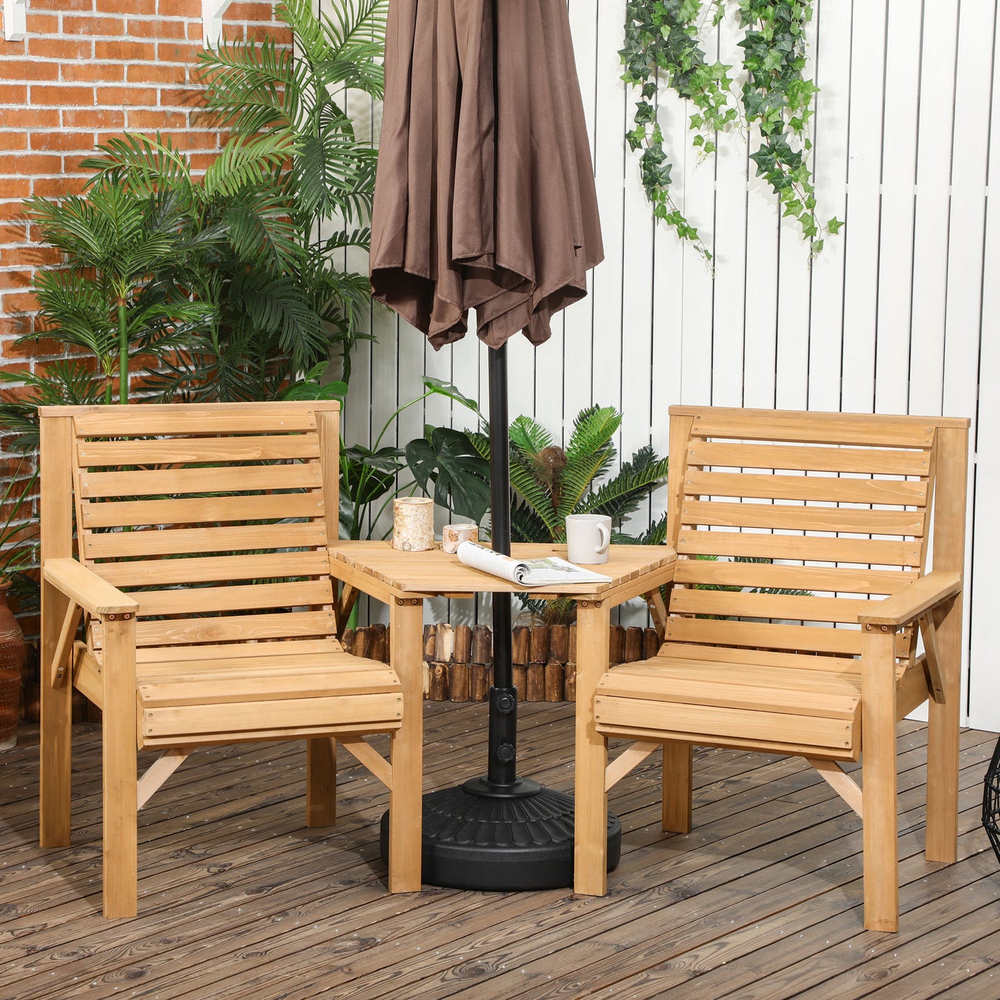 Wooden Garden Love Seat, 2 Seater Jack & Jill Companion Seat