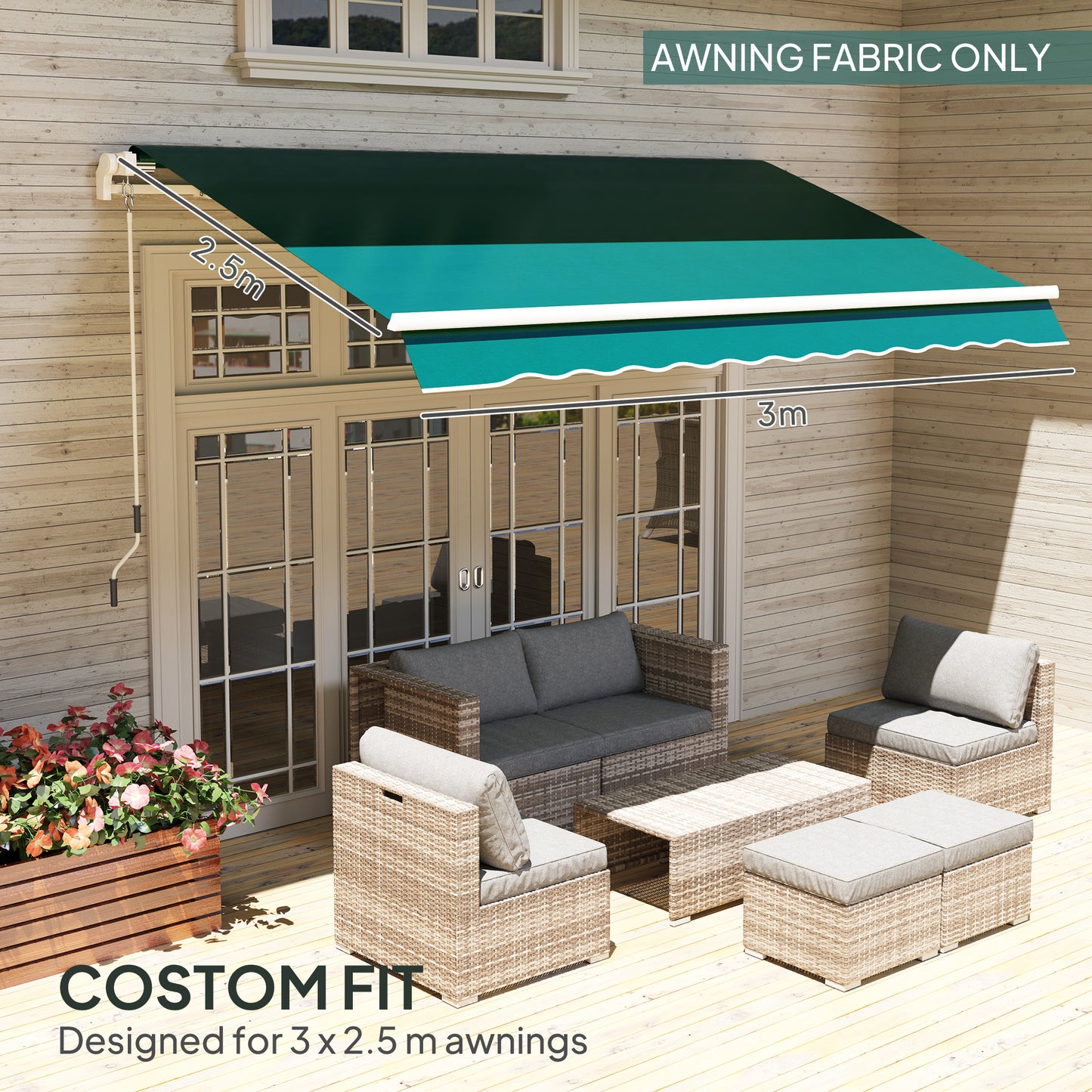 Awning Replacement Canopy, Water Resistant UPF 50+ Sun Shade Cover