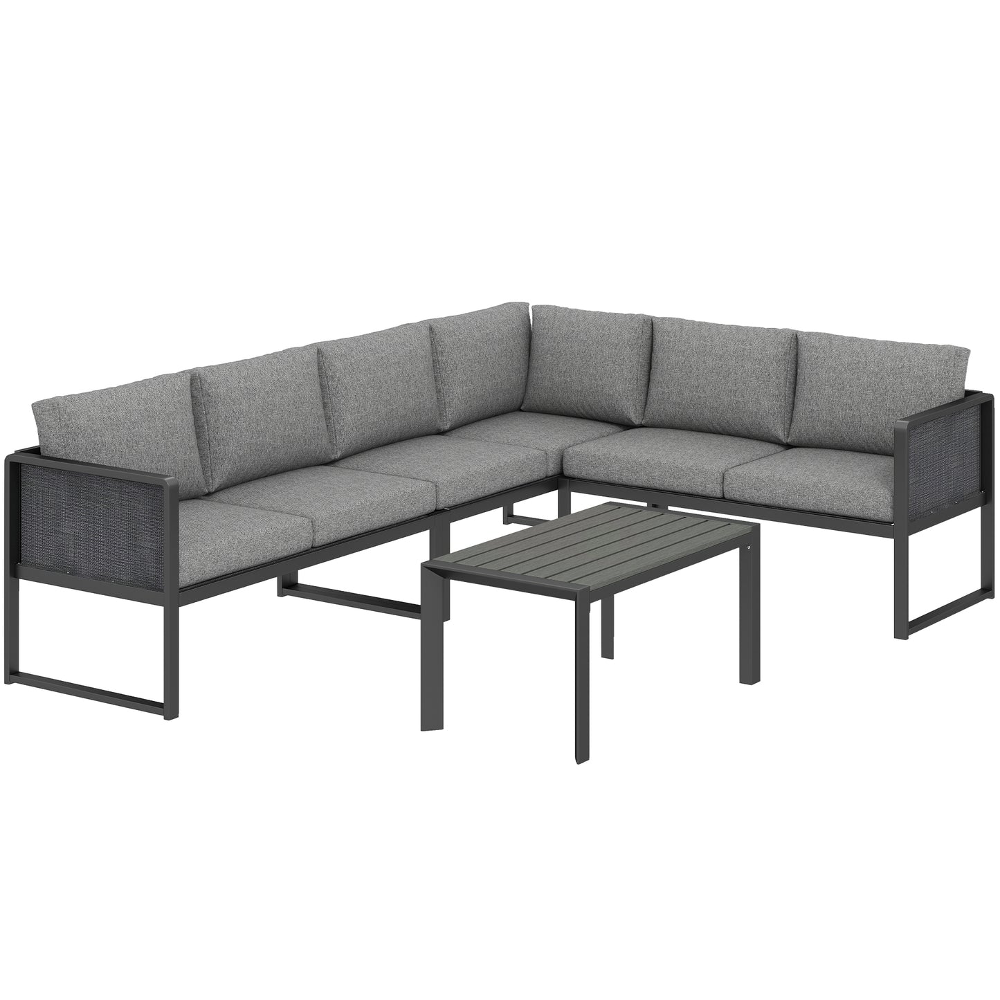 6 Seater Metal Garden Furniture Corner Sofa Set with 3 Loveseats