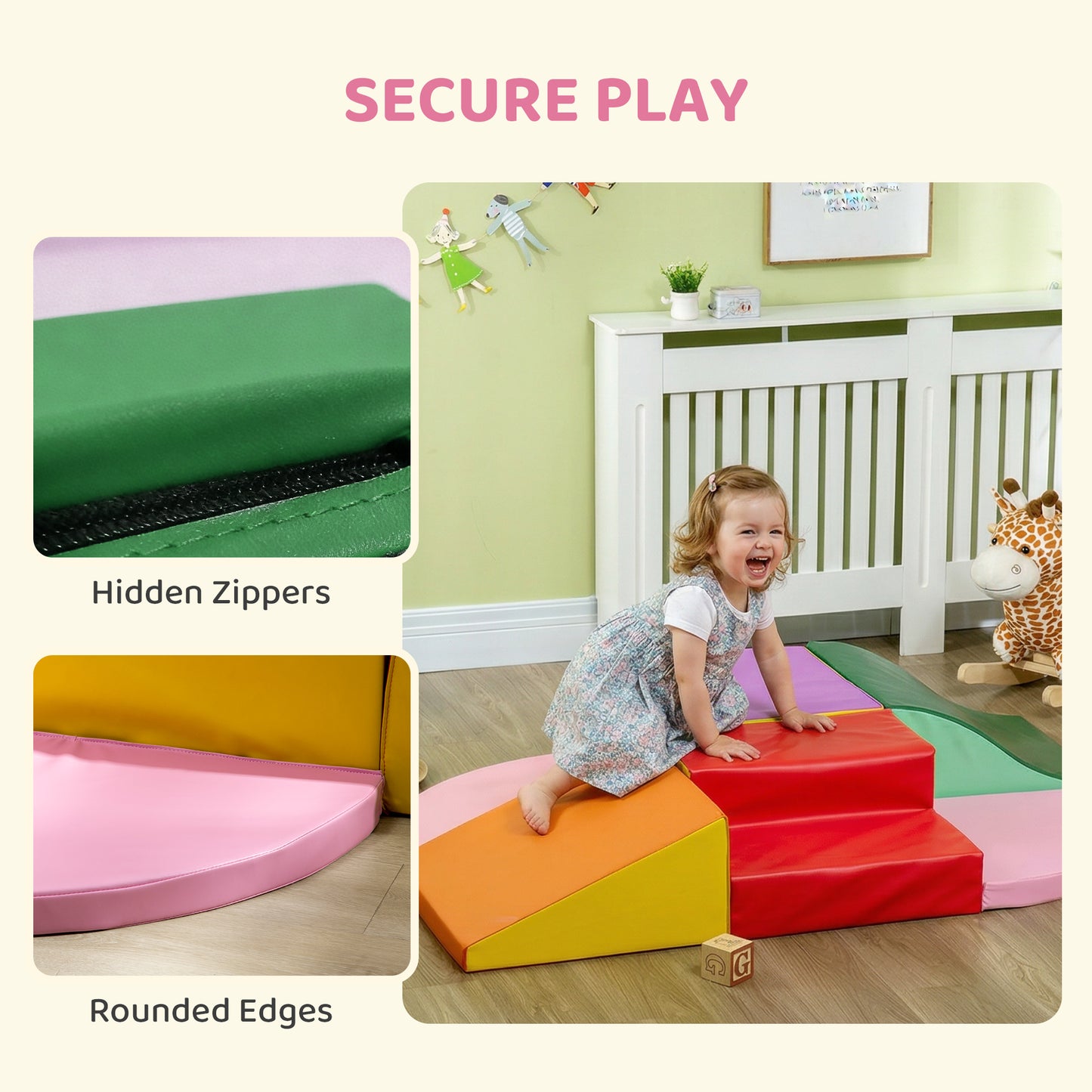 6 Piece Soft Play Equipment for Kids Climb and Crawl