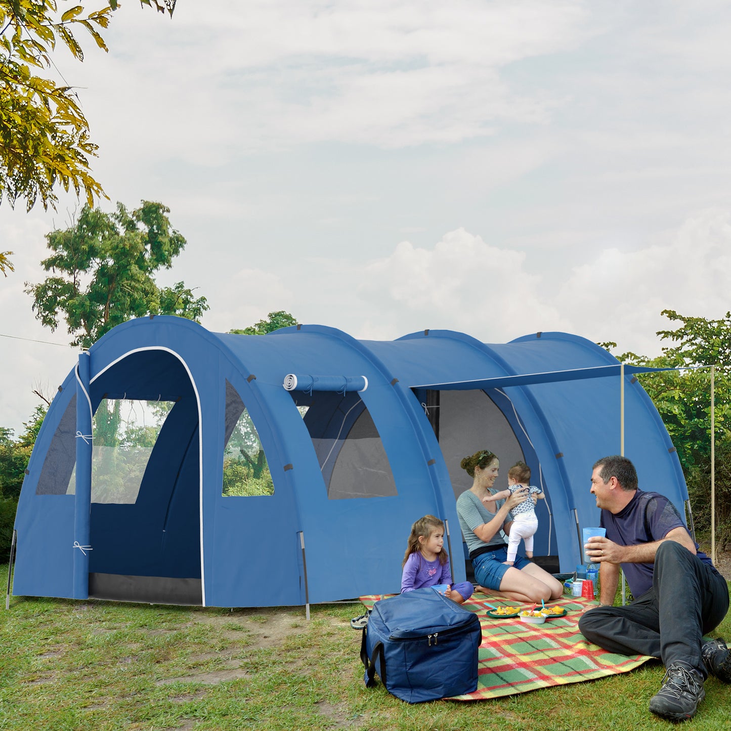5-6 Man Camping Tent with 2 Room, Floor and Carry Bag