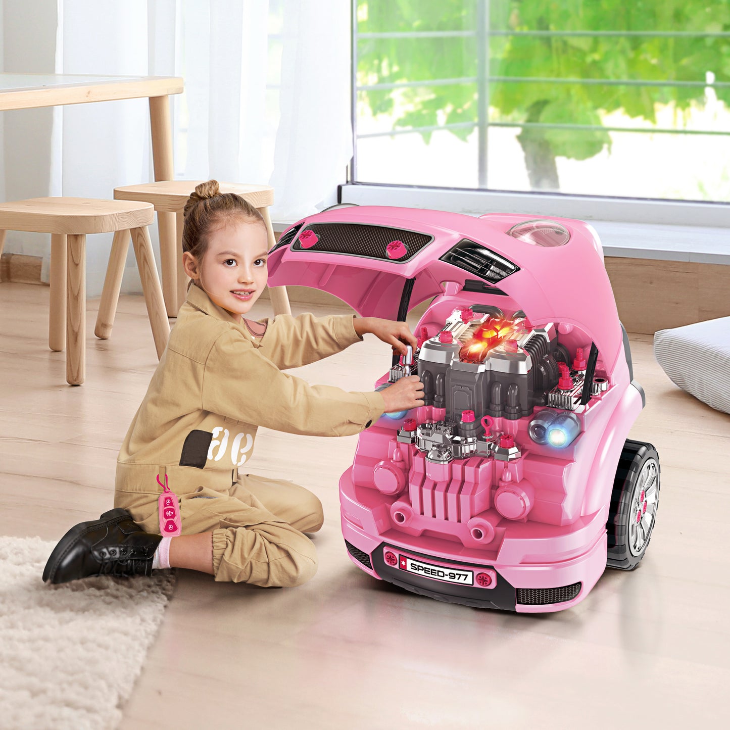 Kids Truck Engine Toy Set, with Horn, Light, Car Key