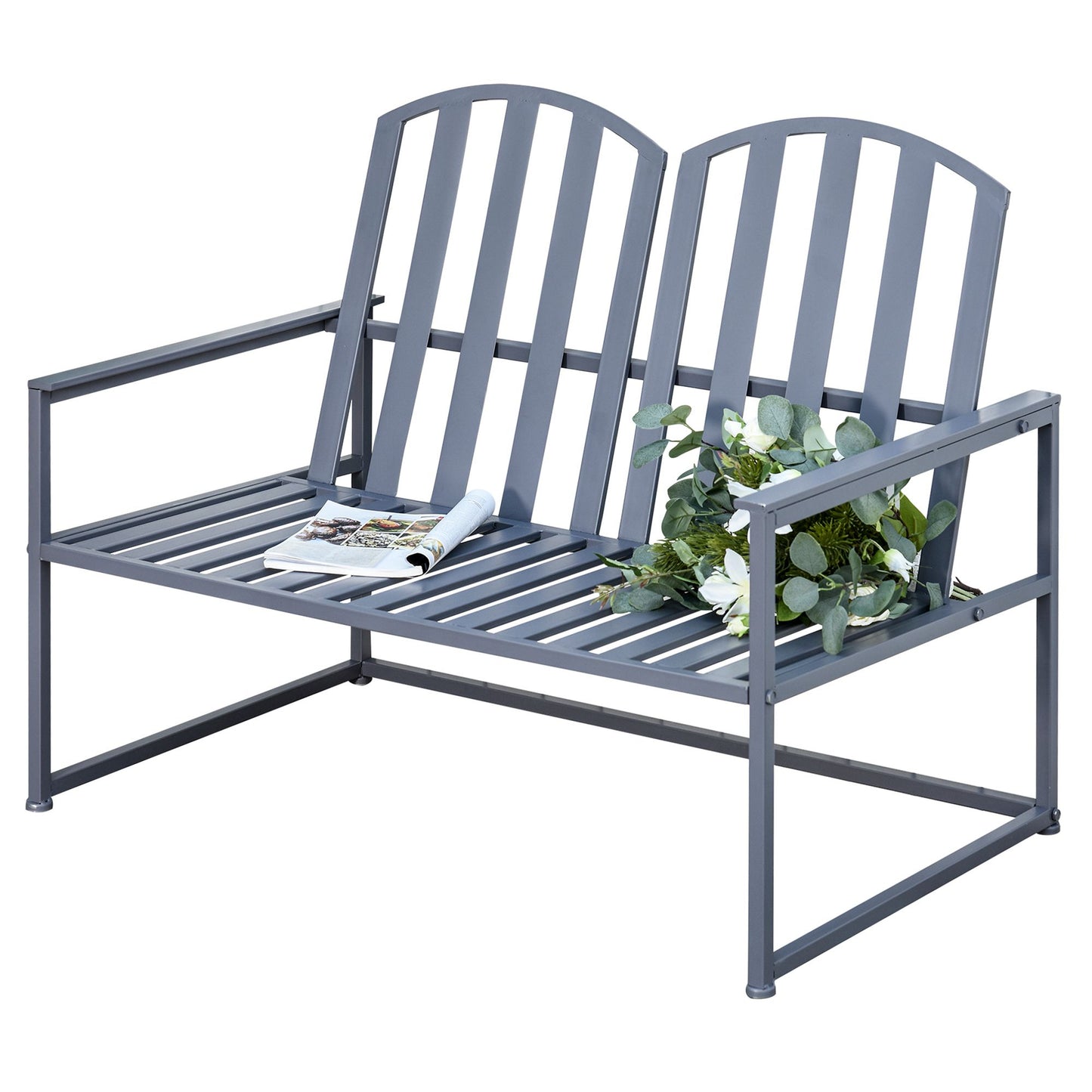Steel Patio Garden Bench Loveseats