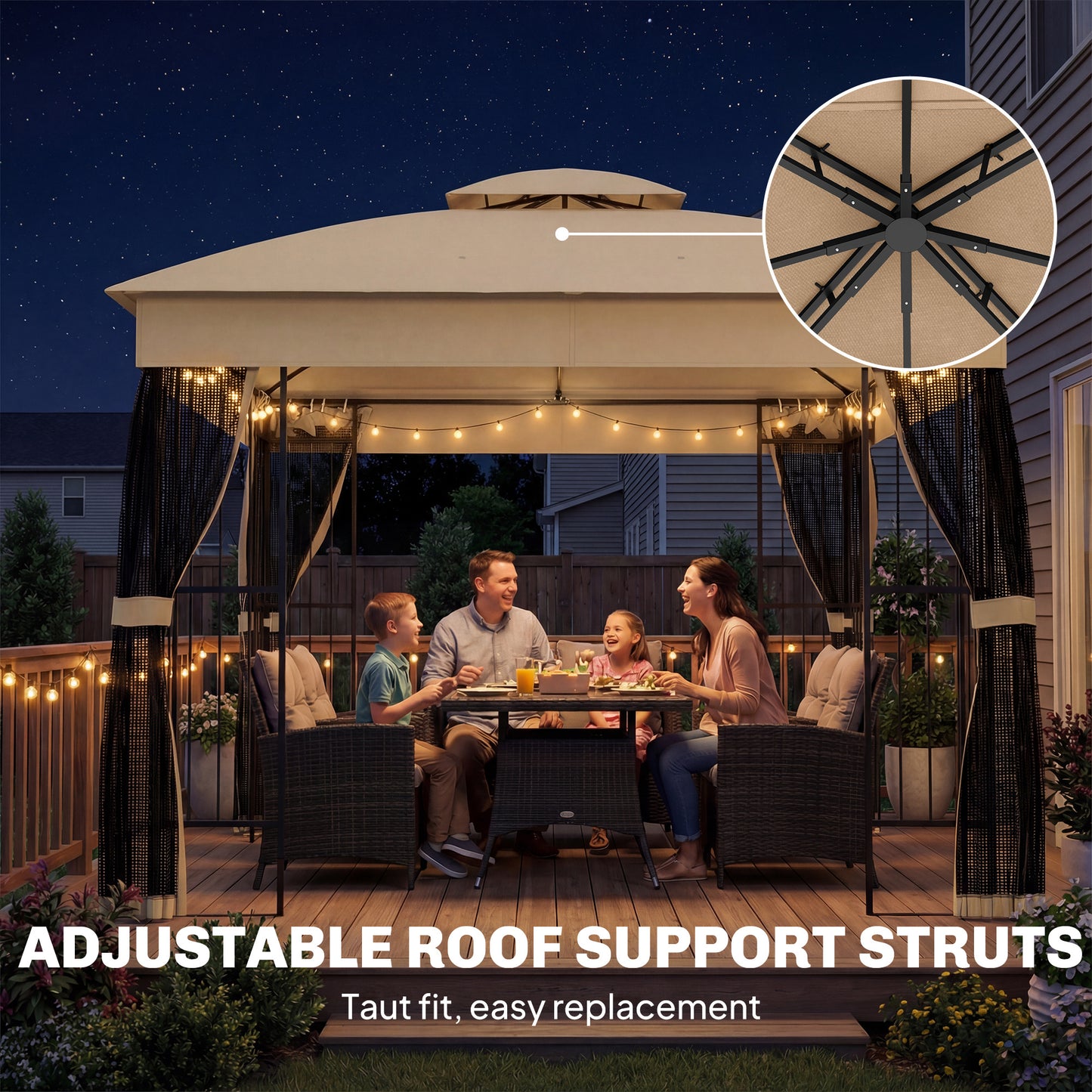 3 x 3 m Outdoor Garden Gazebo with Post Shelves