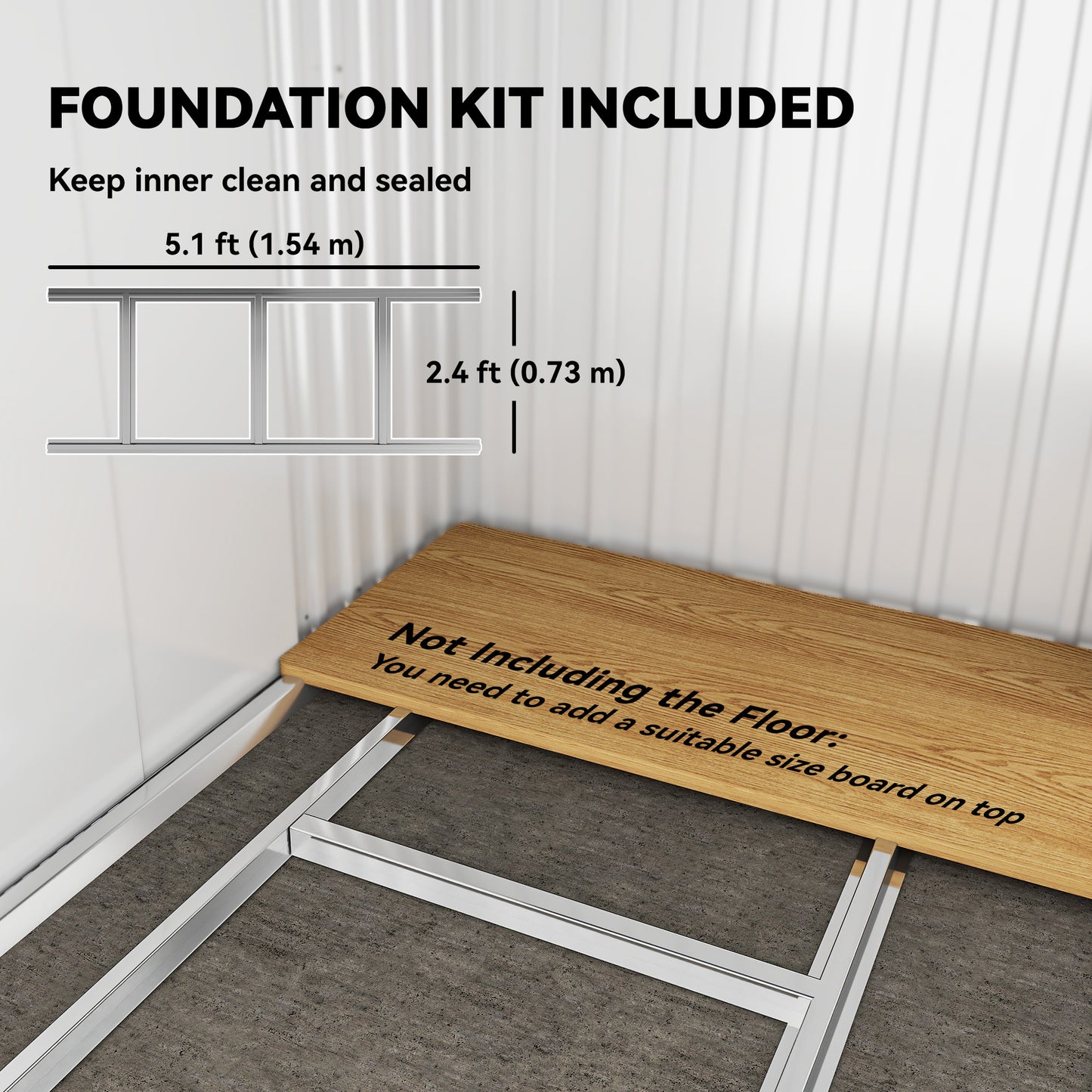 6.5 x 4FT Galvanised Metal Shed with Foundation Kit
