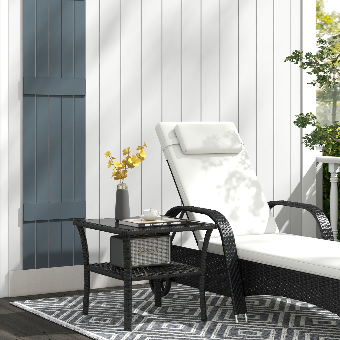 Two-tier PE Rattan Square Coffee Table