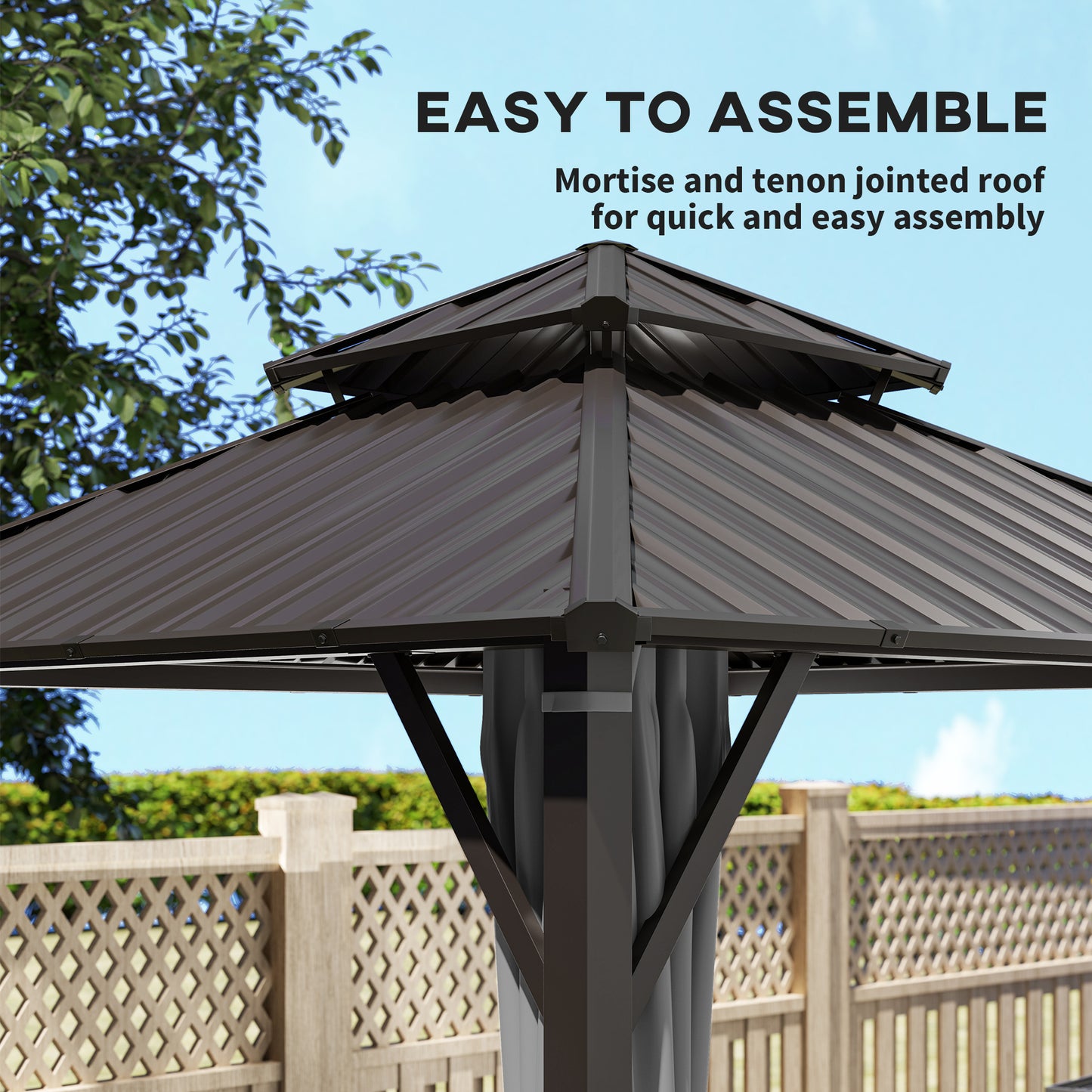 3 x 3(m) Hardtop Gazebo Canopy with Metal Roof