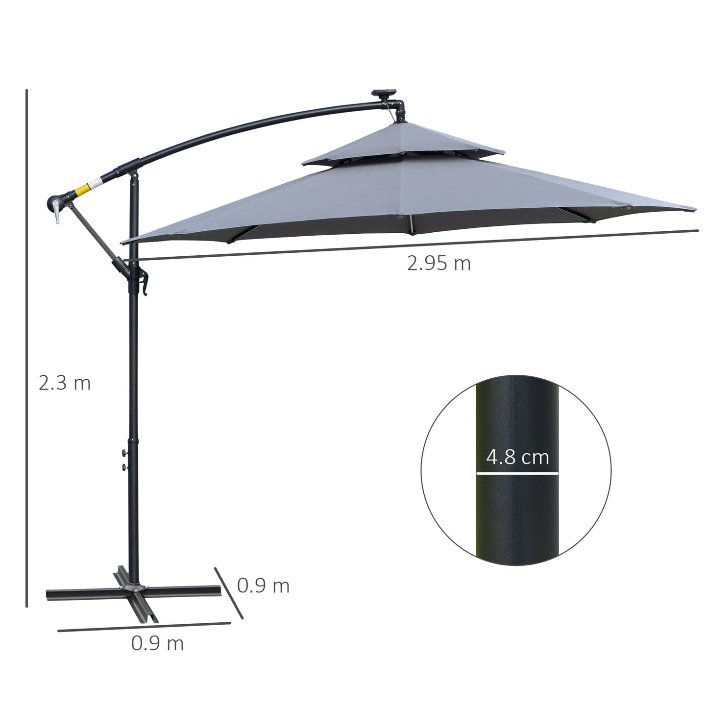 3m LED Light Overhanging Parasol