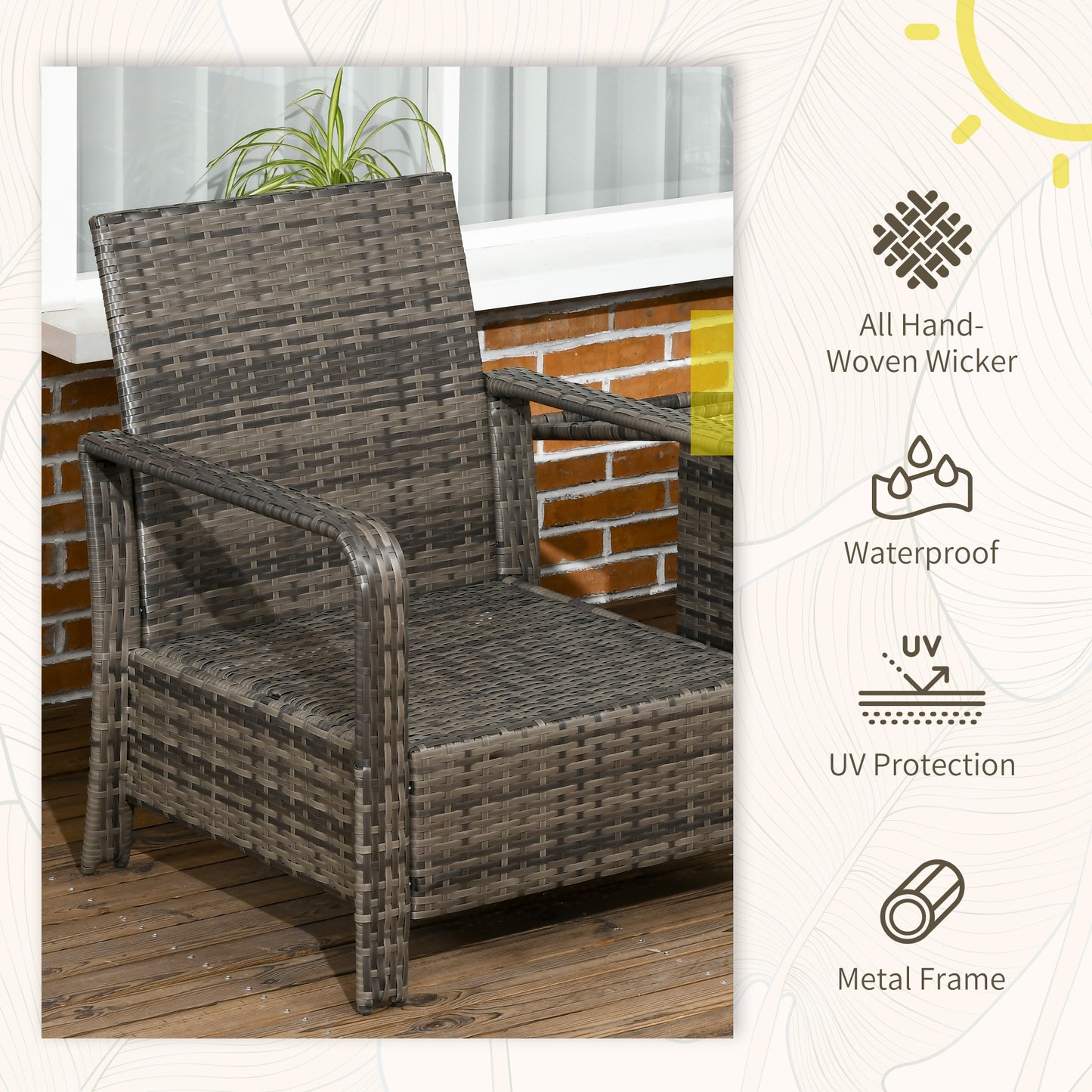 3 Pieces Rattan Bistro Set (2)