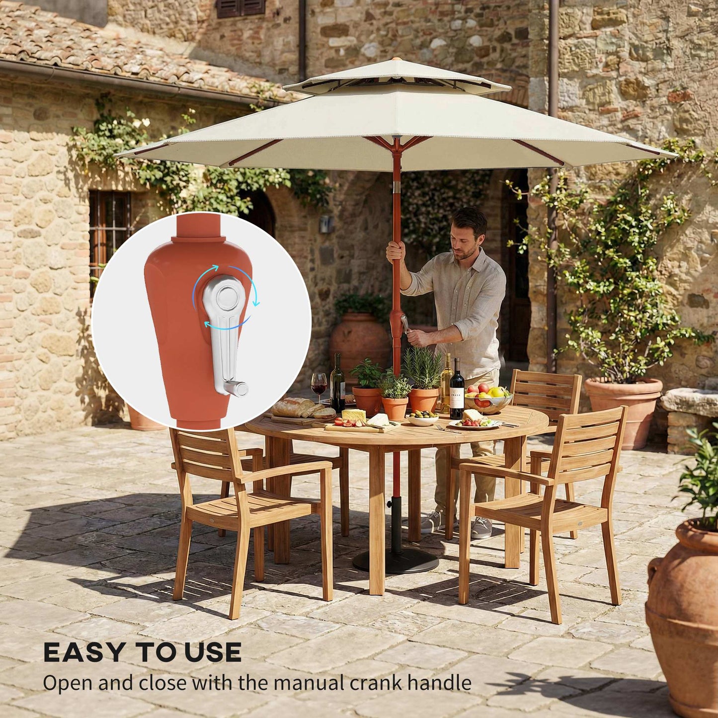 2.7 m Garden Parasol with Double Top Outdoor Market Table Umbrella