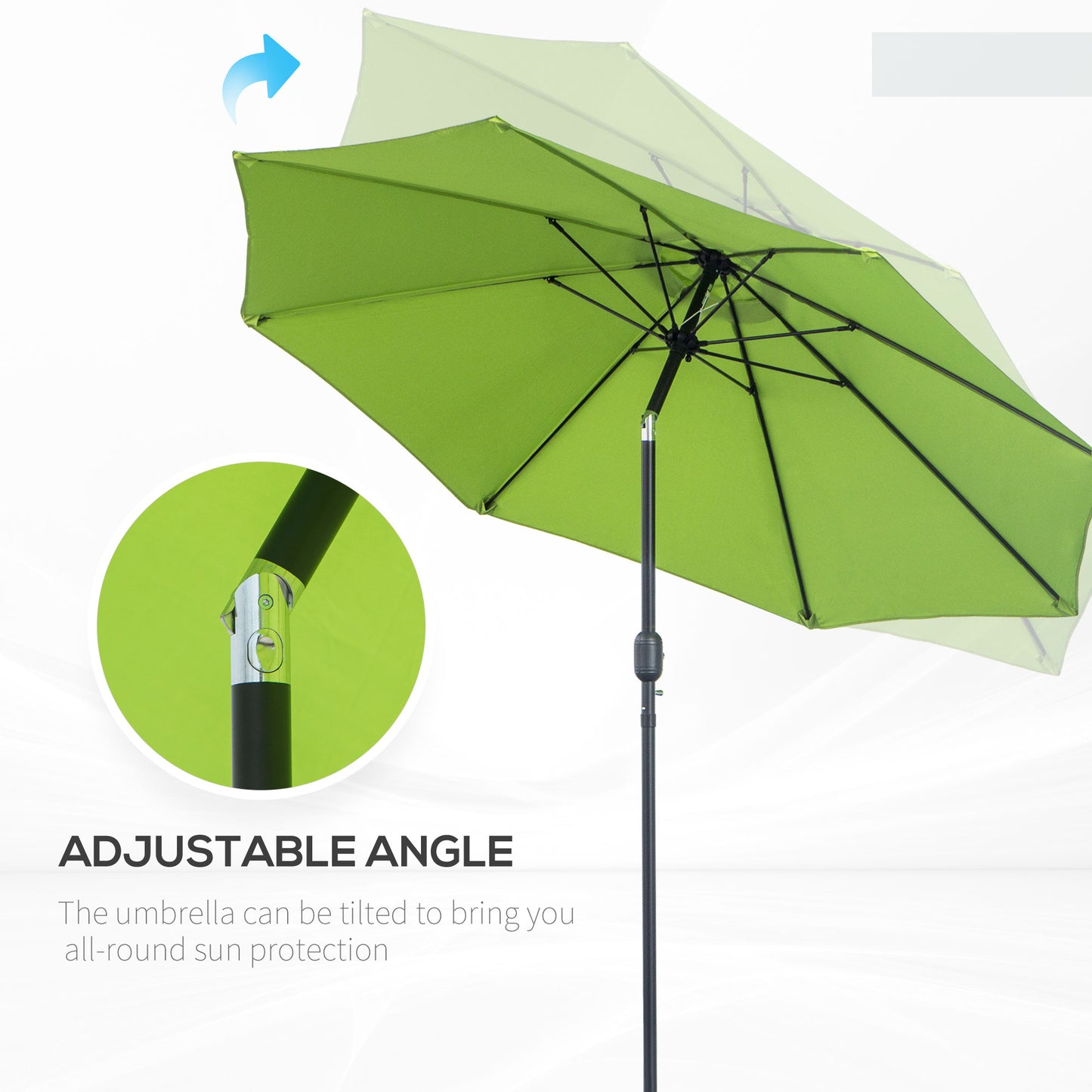 2.7M Garden Parasol Umbrella with Glass Fibre Ribs