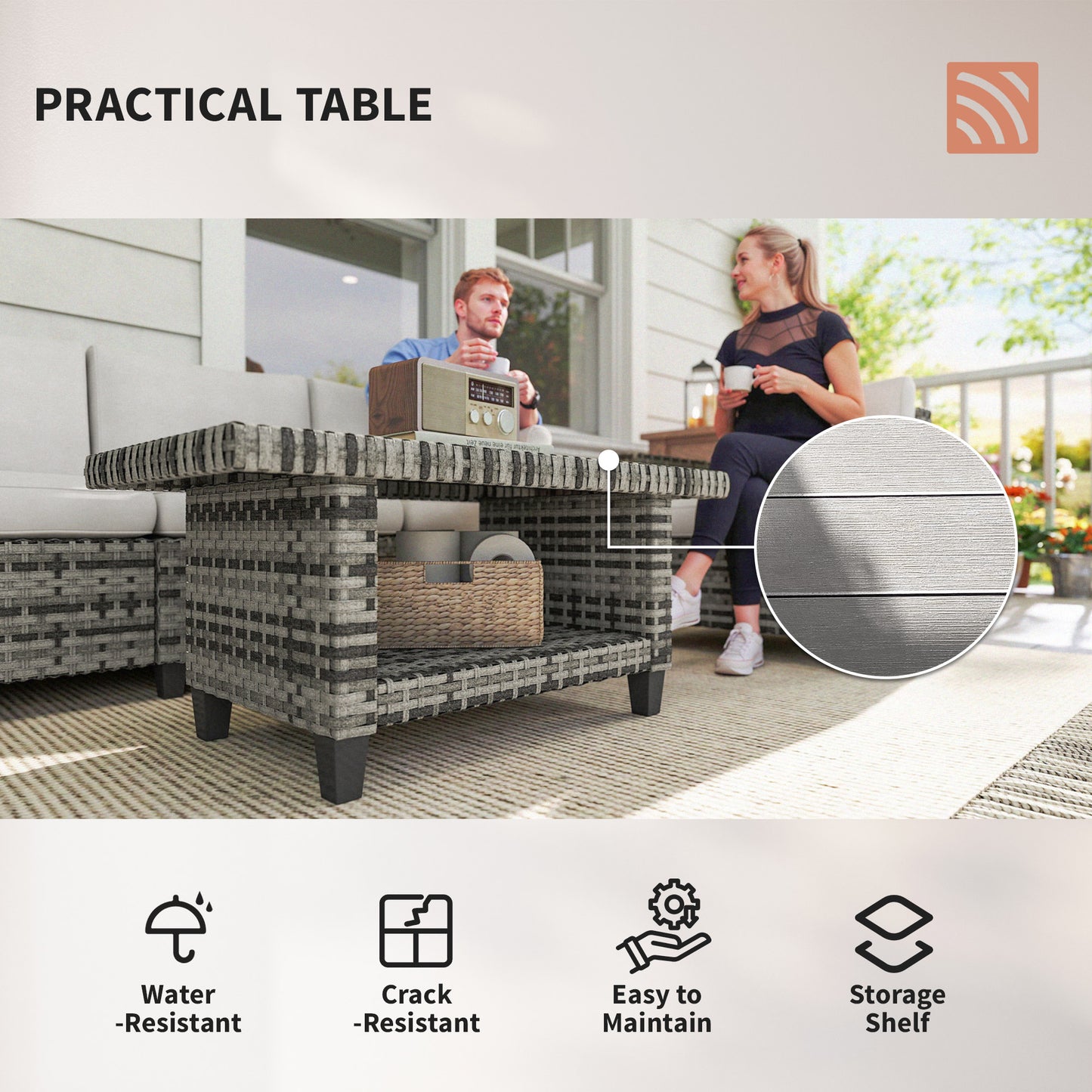 Six-Piece Modular Rattan Sofa Set