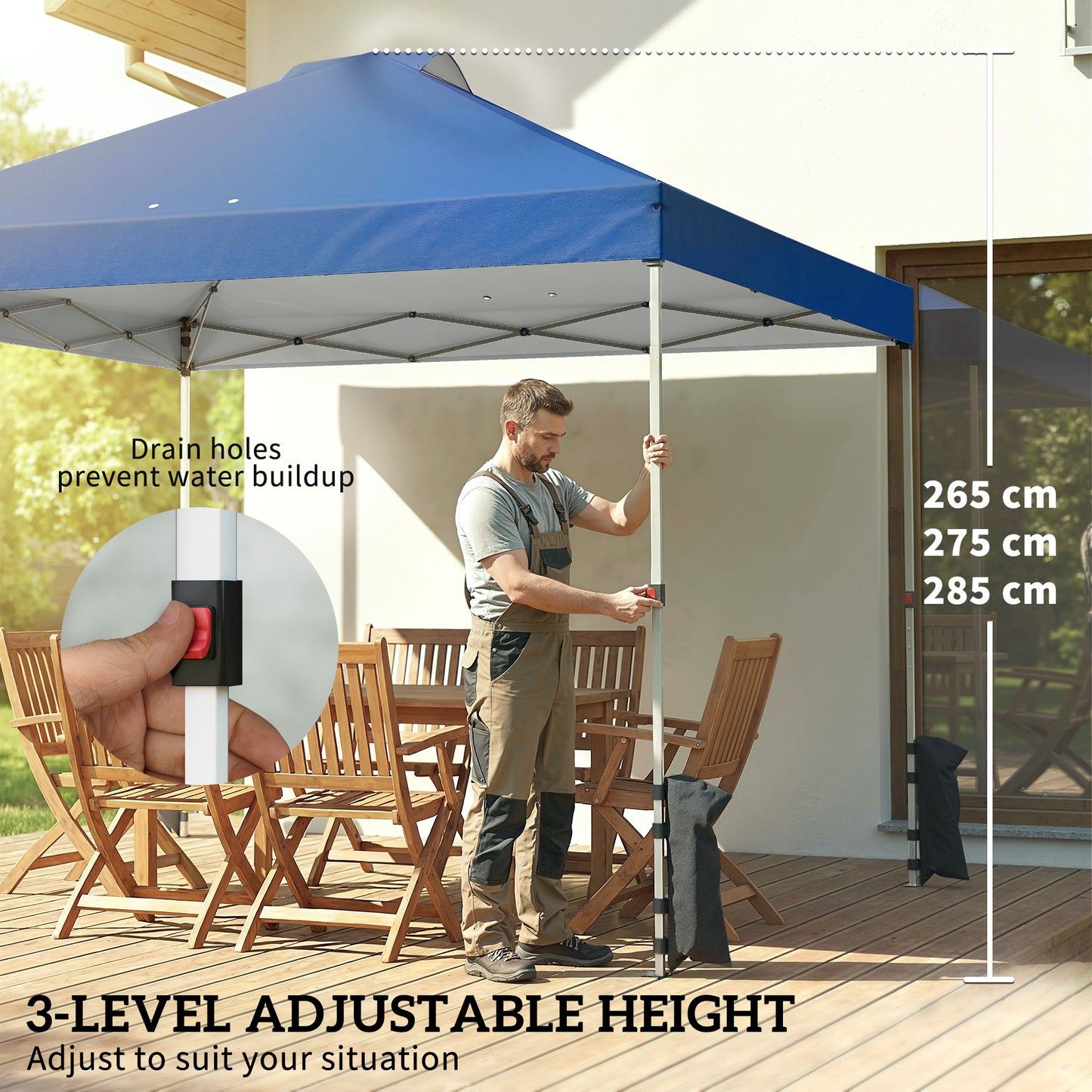 Pop Up Gazebo Waterproof Height Adjustable Canopy