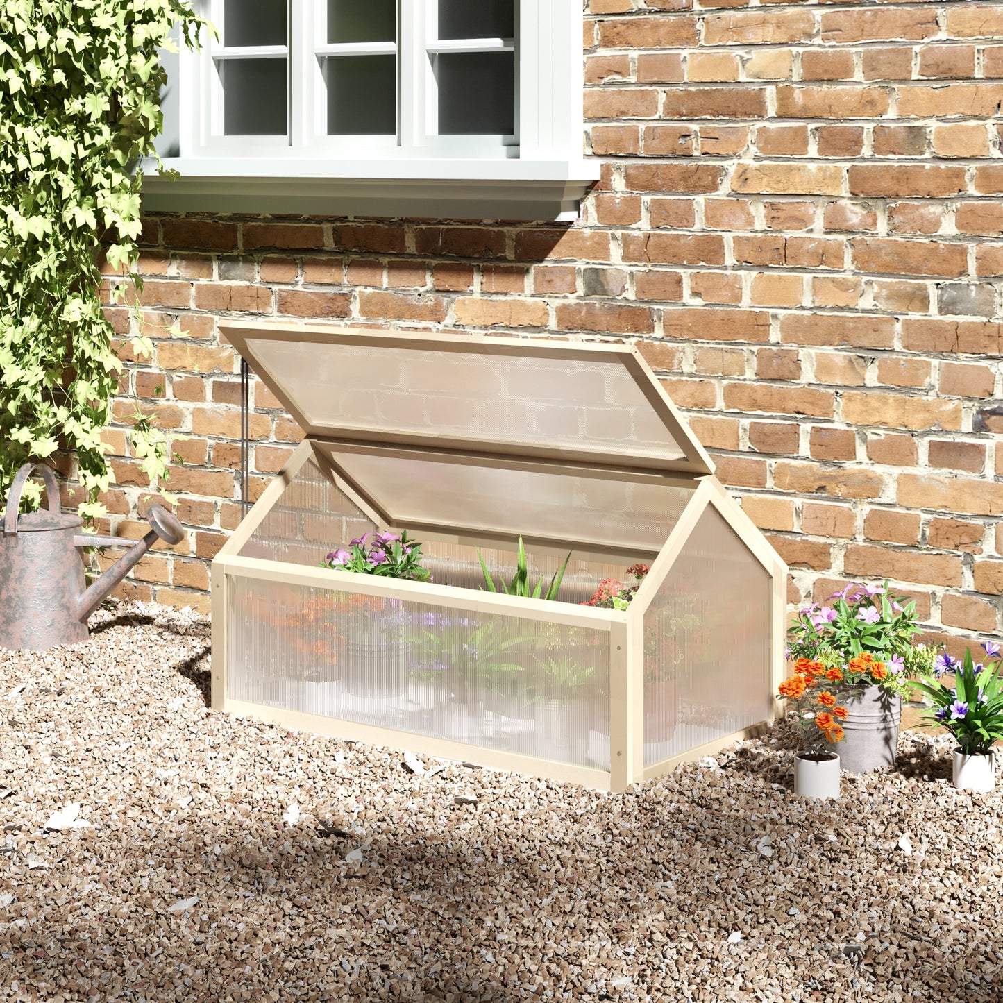 Wooden Cold Frame Garden Polycarbonate Greenhouse