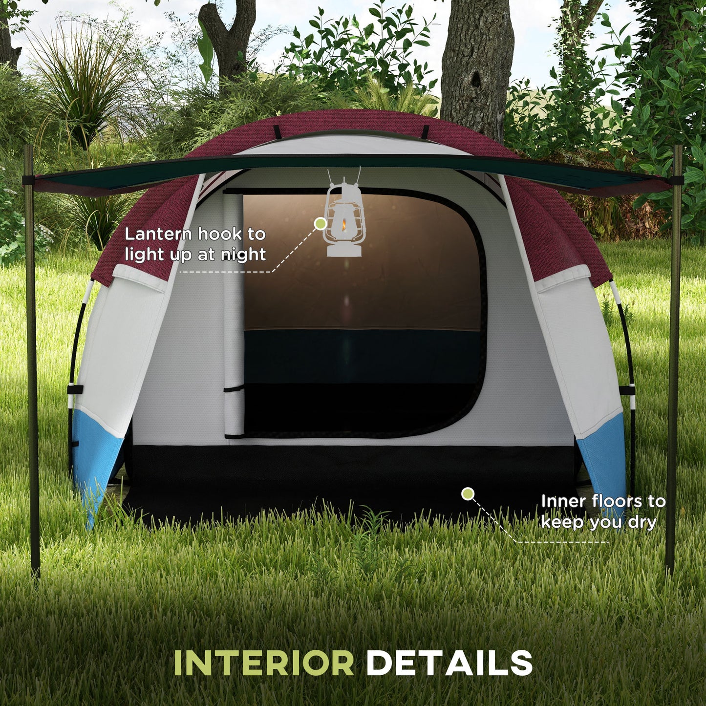 Camping Tent, Large Tunnel Tent with Bedroom and Living Area