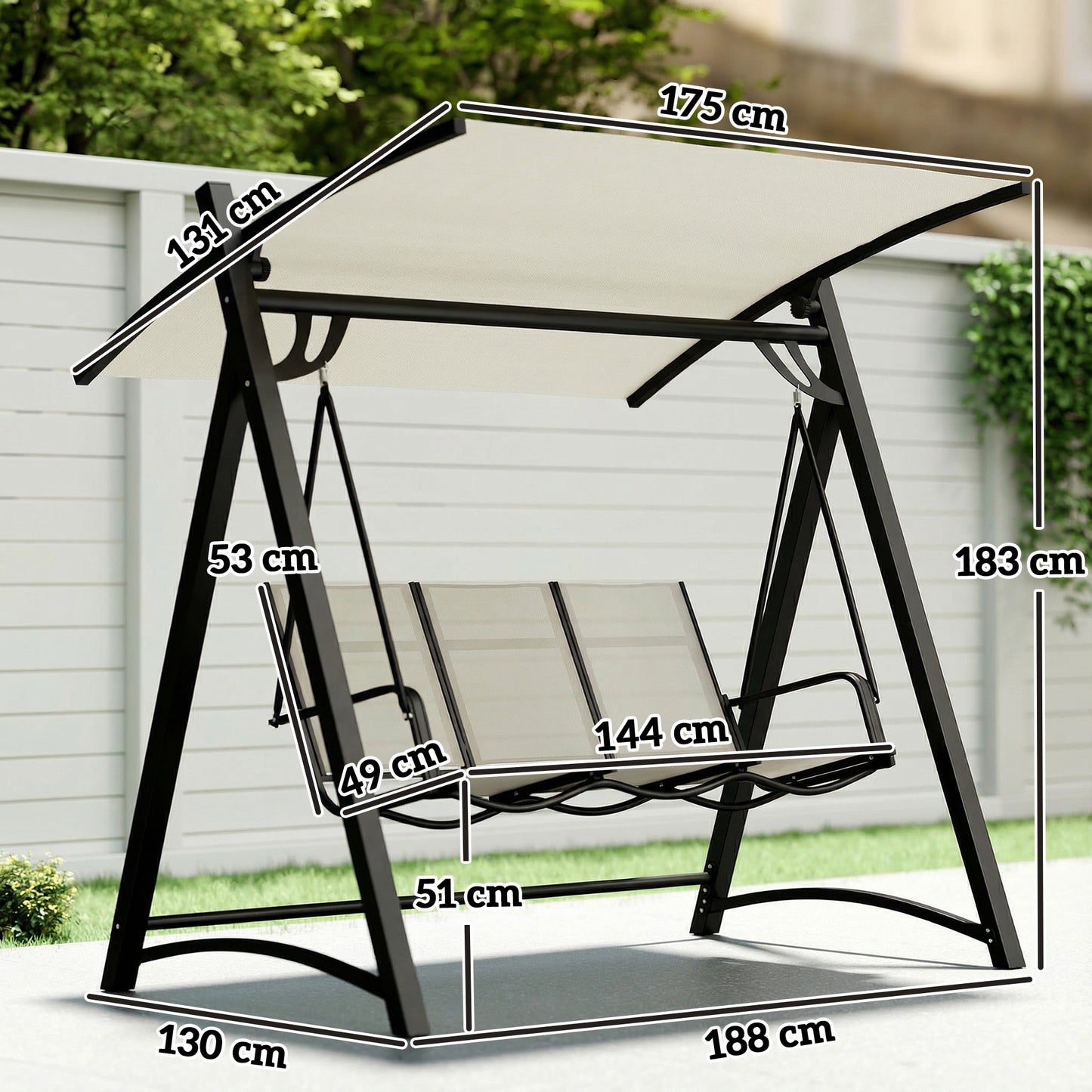 3 Seater Swing Chair, Garden Swing Bench (1)