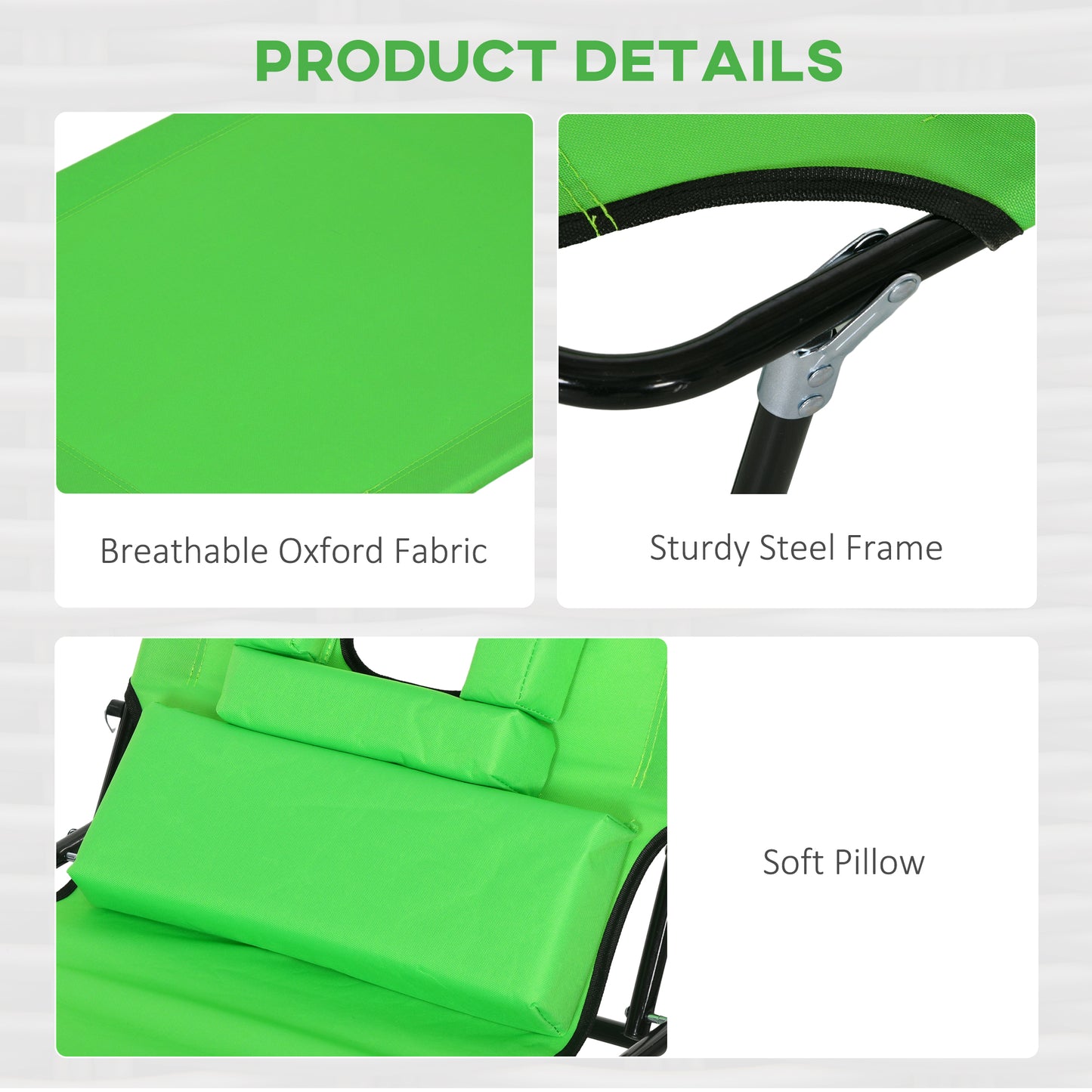 Folding Sun Loungers Set of 2 with Face Hole