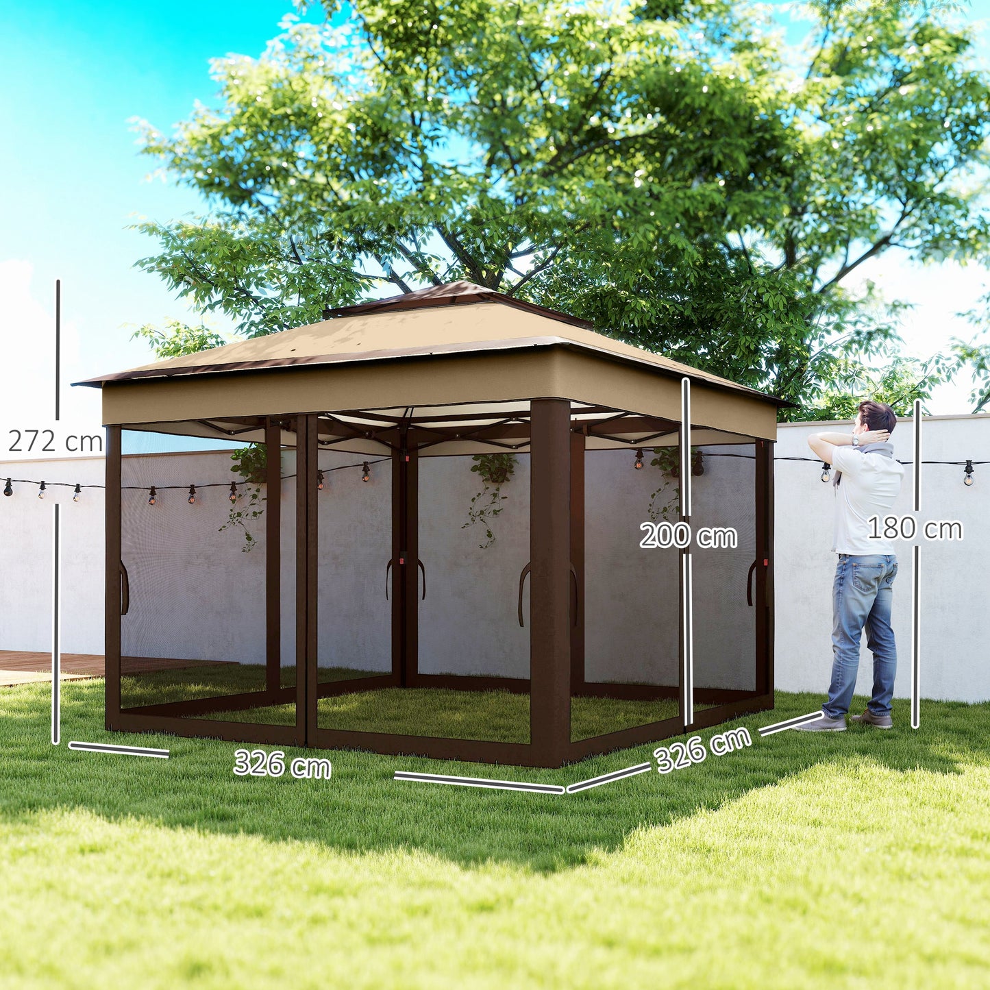 3 x 3(m) Pop Up Gazebo, Height Adjustable Instant Event Shelter